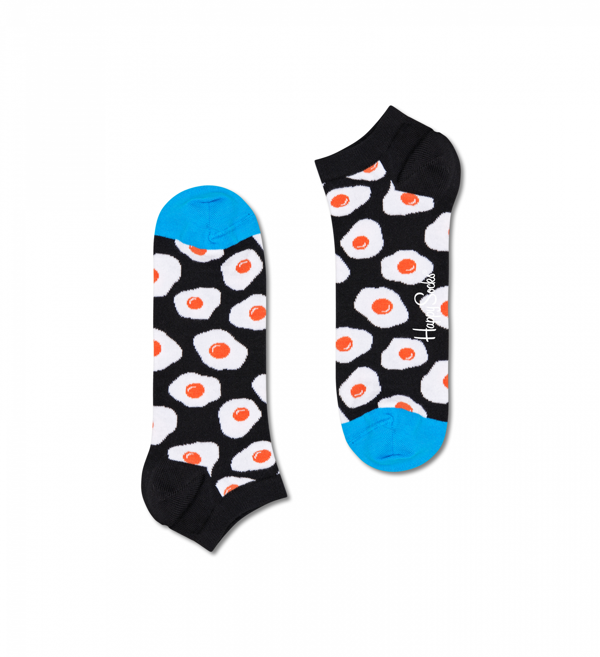 Černé nízké ponožky Happy Socks s vajíčky, vzor Sunny Side Up
