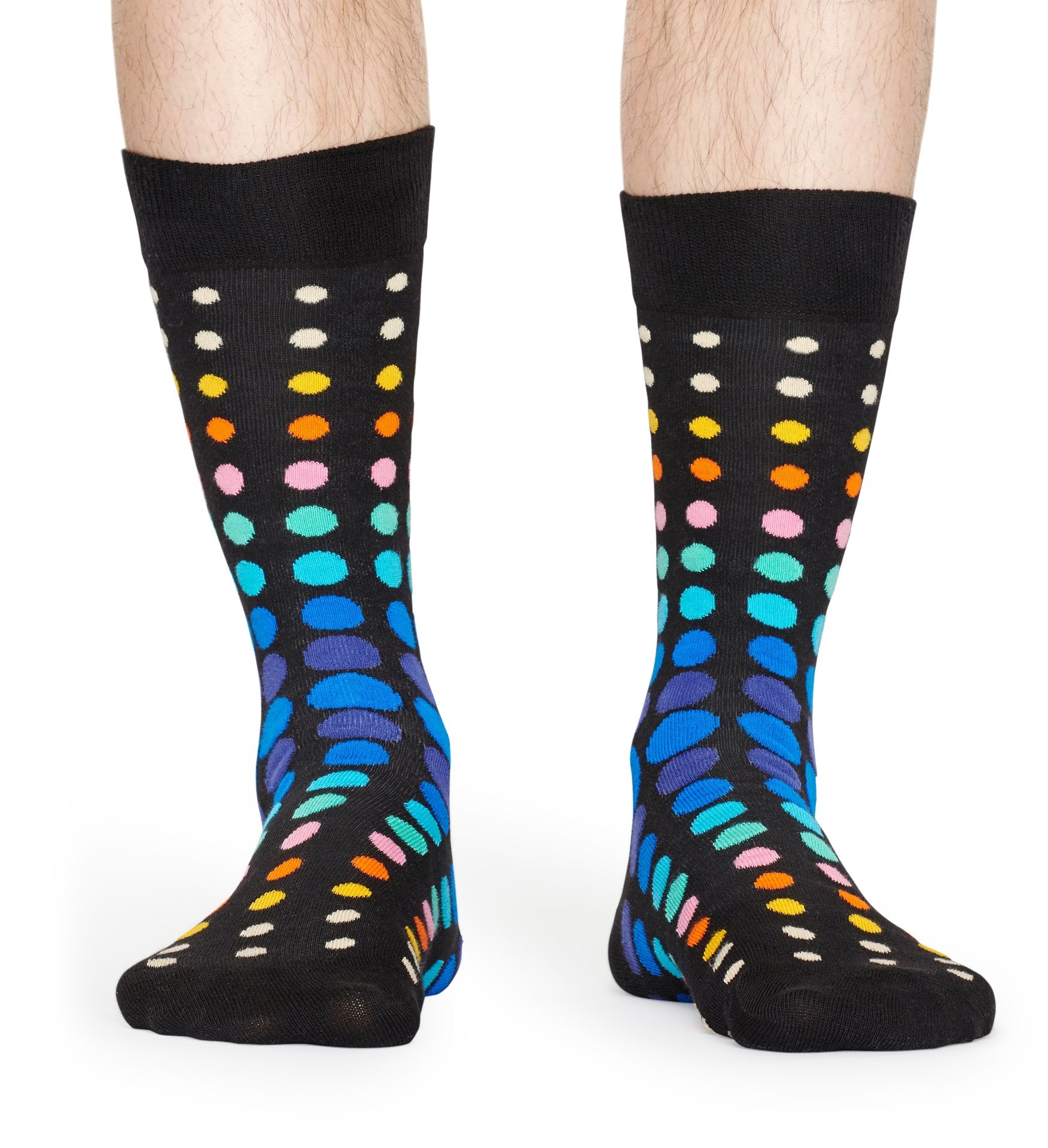 Černé ponožky Happy Socks s barevnými puntíky, vzor Faded Disco Dot
