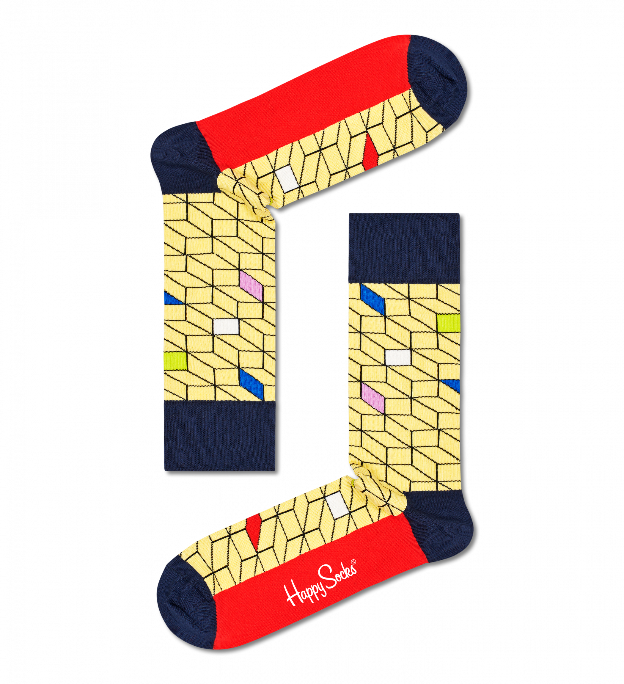 Žluté ponožky Happy Socks se vzorem Filled Optic