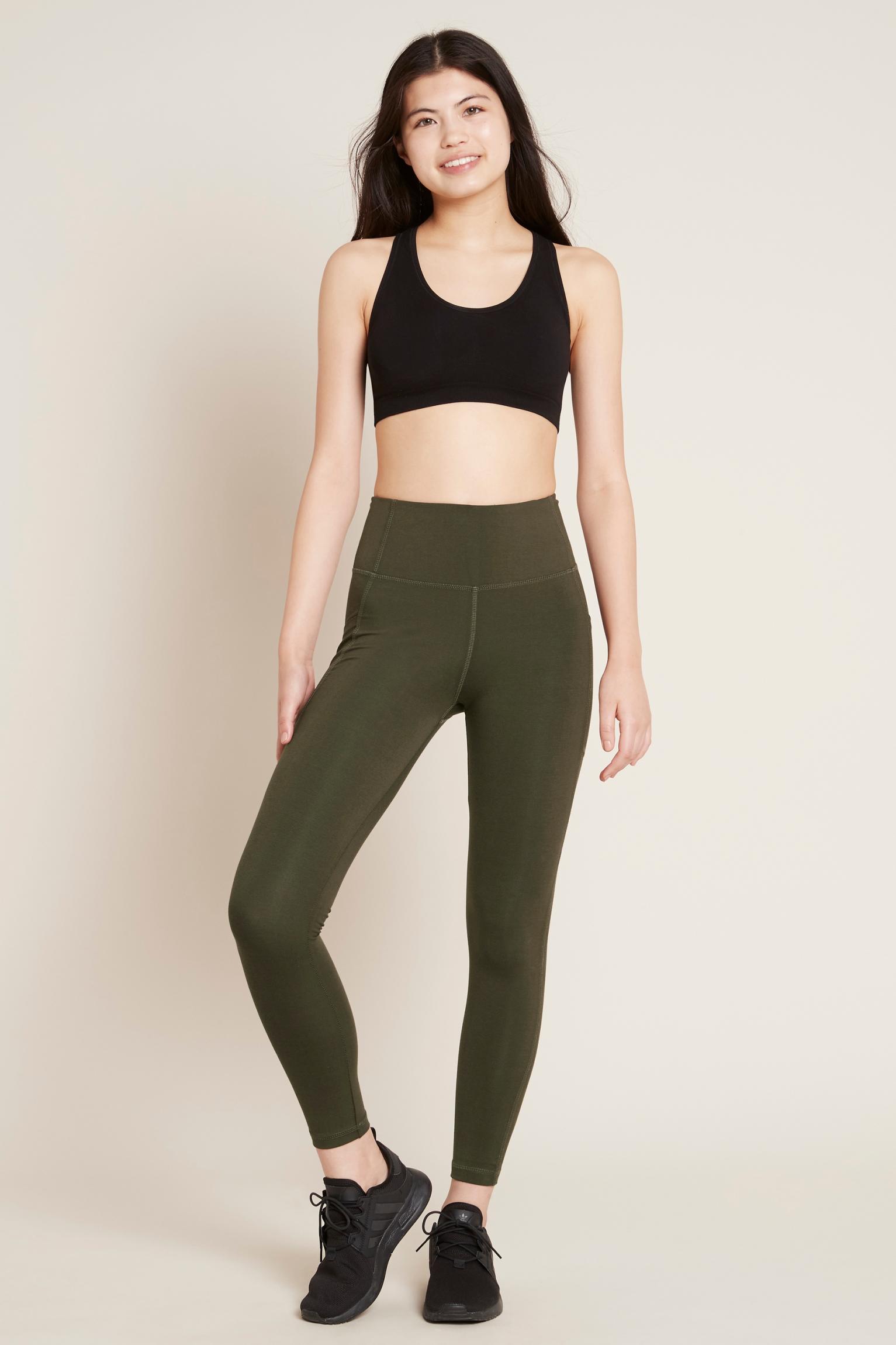 Dámské tmavě zelené legíny Boody Motivate Full-Length High-Waist Leggins