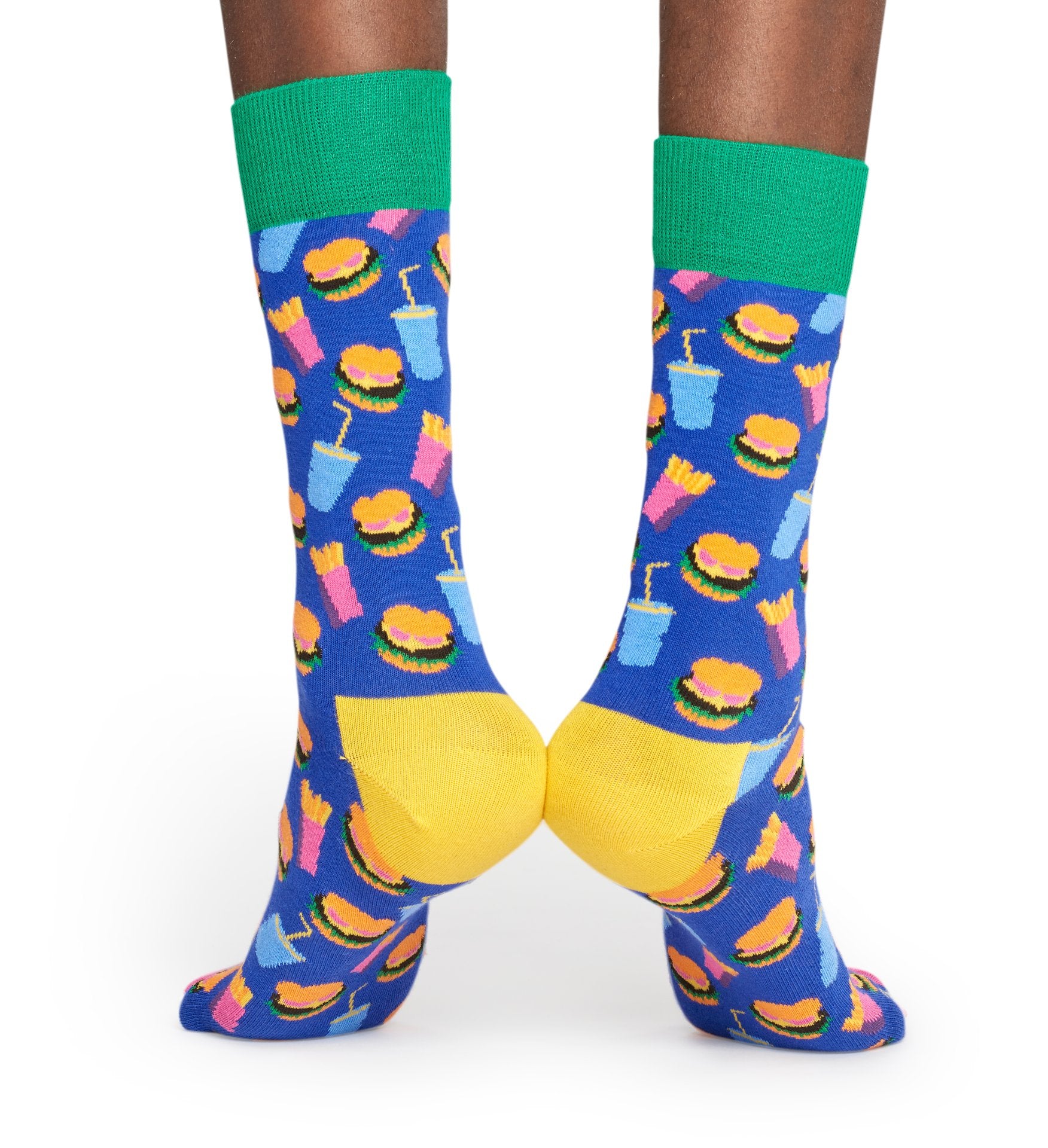 Modré ponožky Happy Socks s barevným vzorem Hamburger