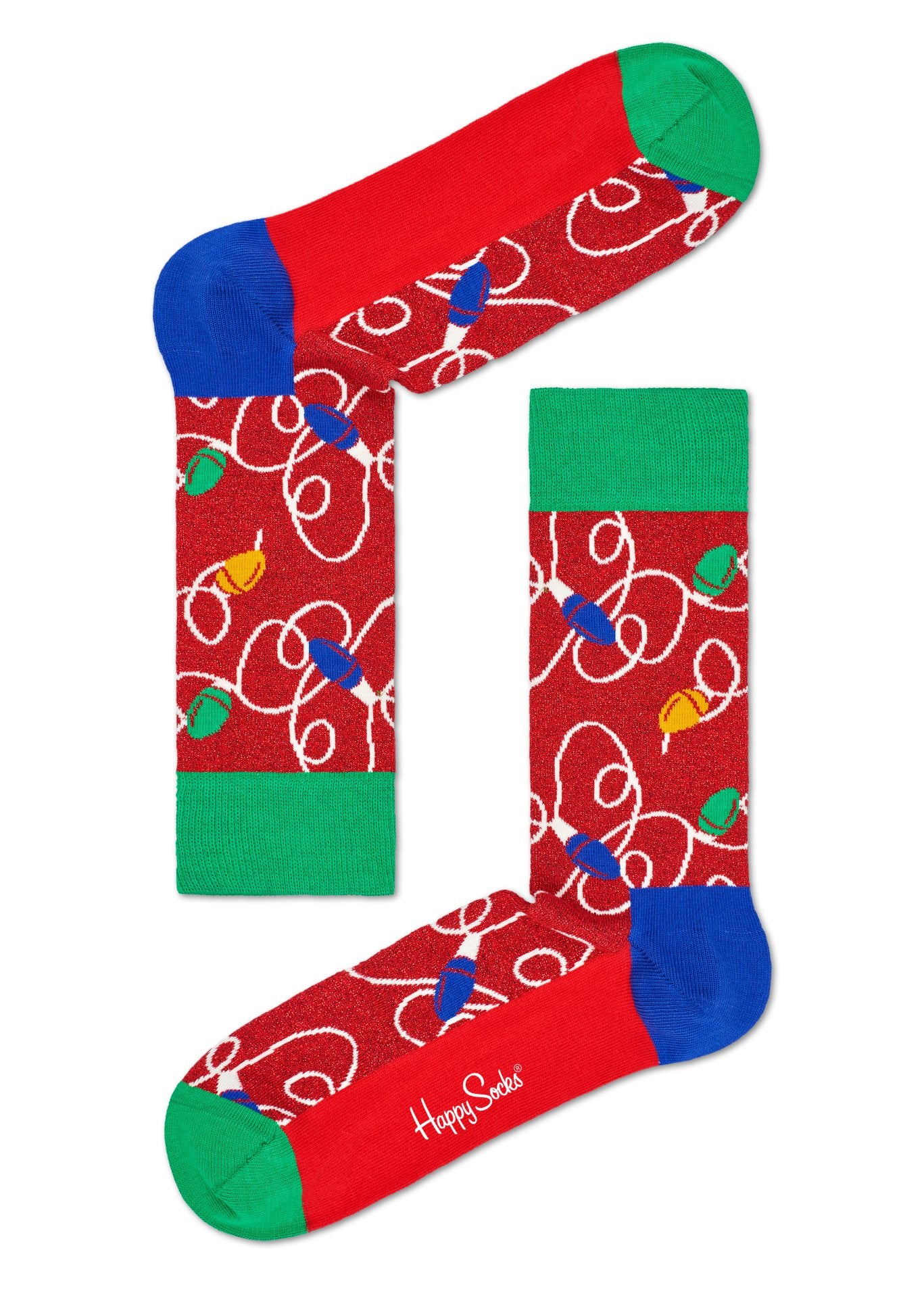 Červené ponožky Happy Socks s vánočním vzorem Holiday lights