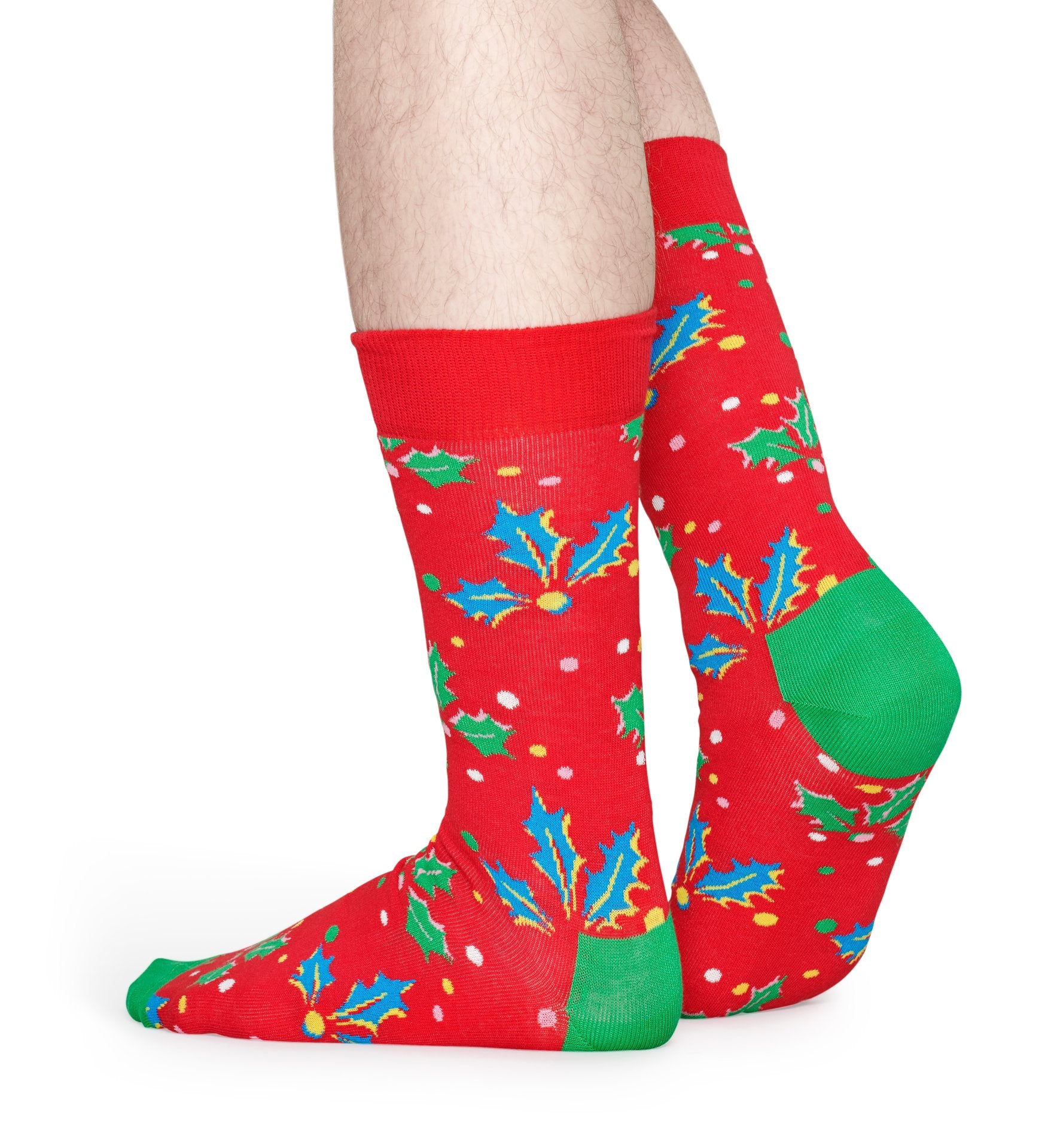 Červené ponožky Happy Socks s cesmínou, vzor Holly