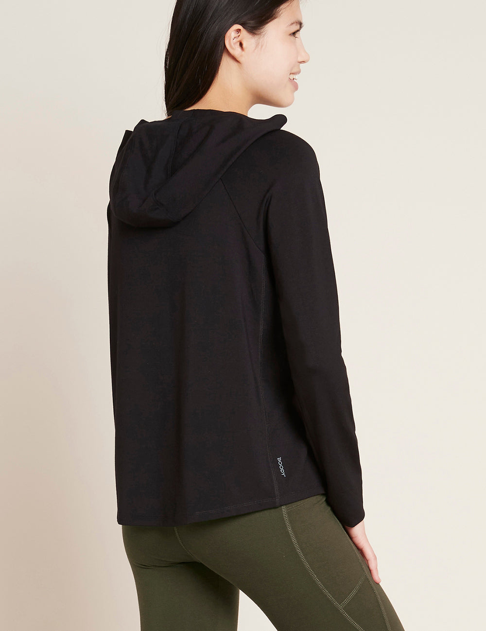 Dámské černé tričko Boody Women's Long Sleeve Hooded T-Shirt