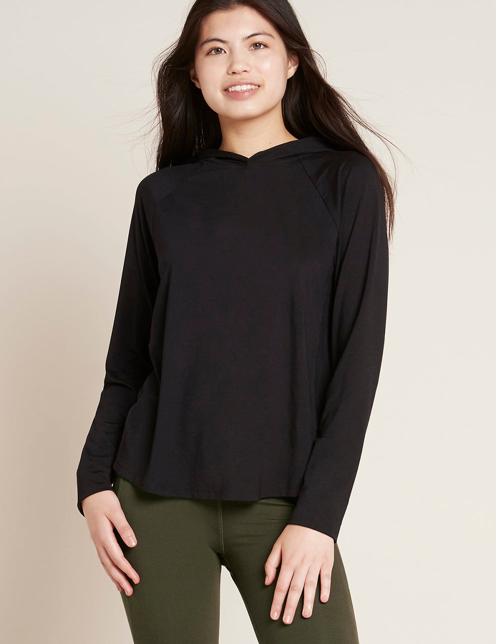 Dámské černé tričko Boody Women's Long Sleeve Hooded T-Shirt