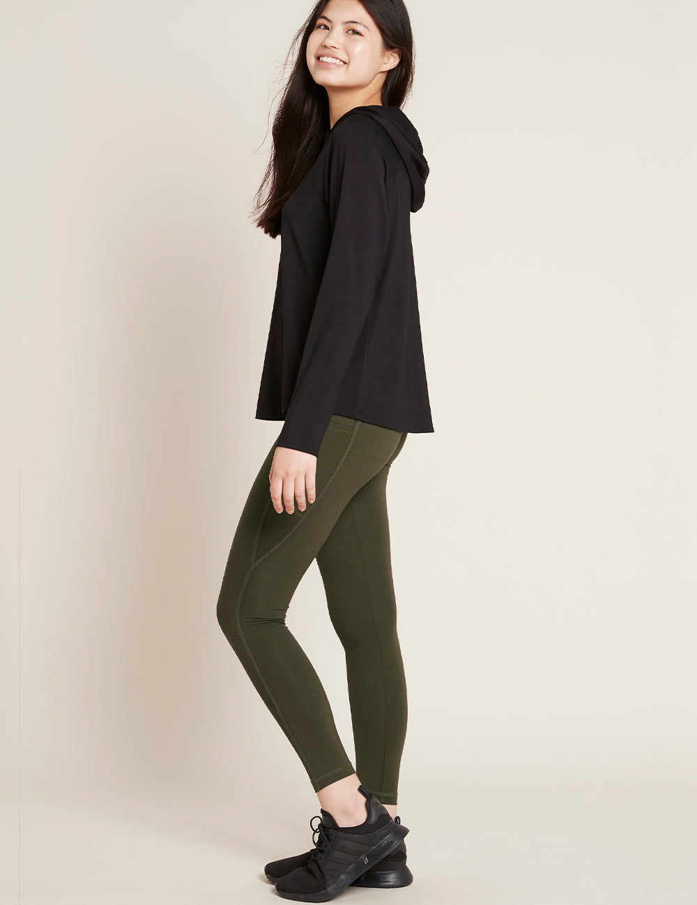 Dámské černé tričko Boody Women's Long Sleeve Hooded T-Shirt