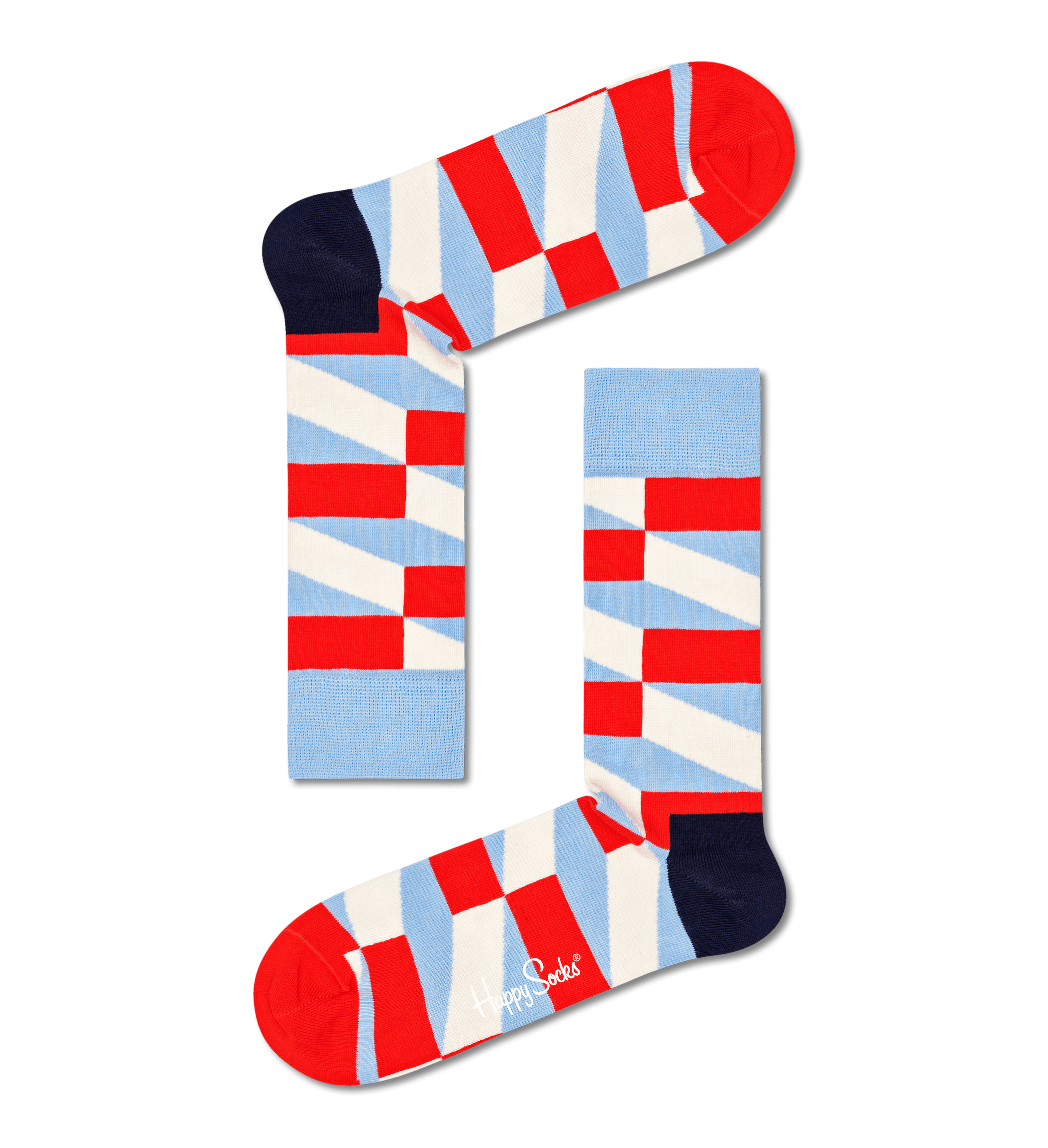 Červeno-modré ponožky Happy Socks, vzor Jumbo Filled Optic