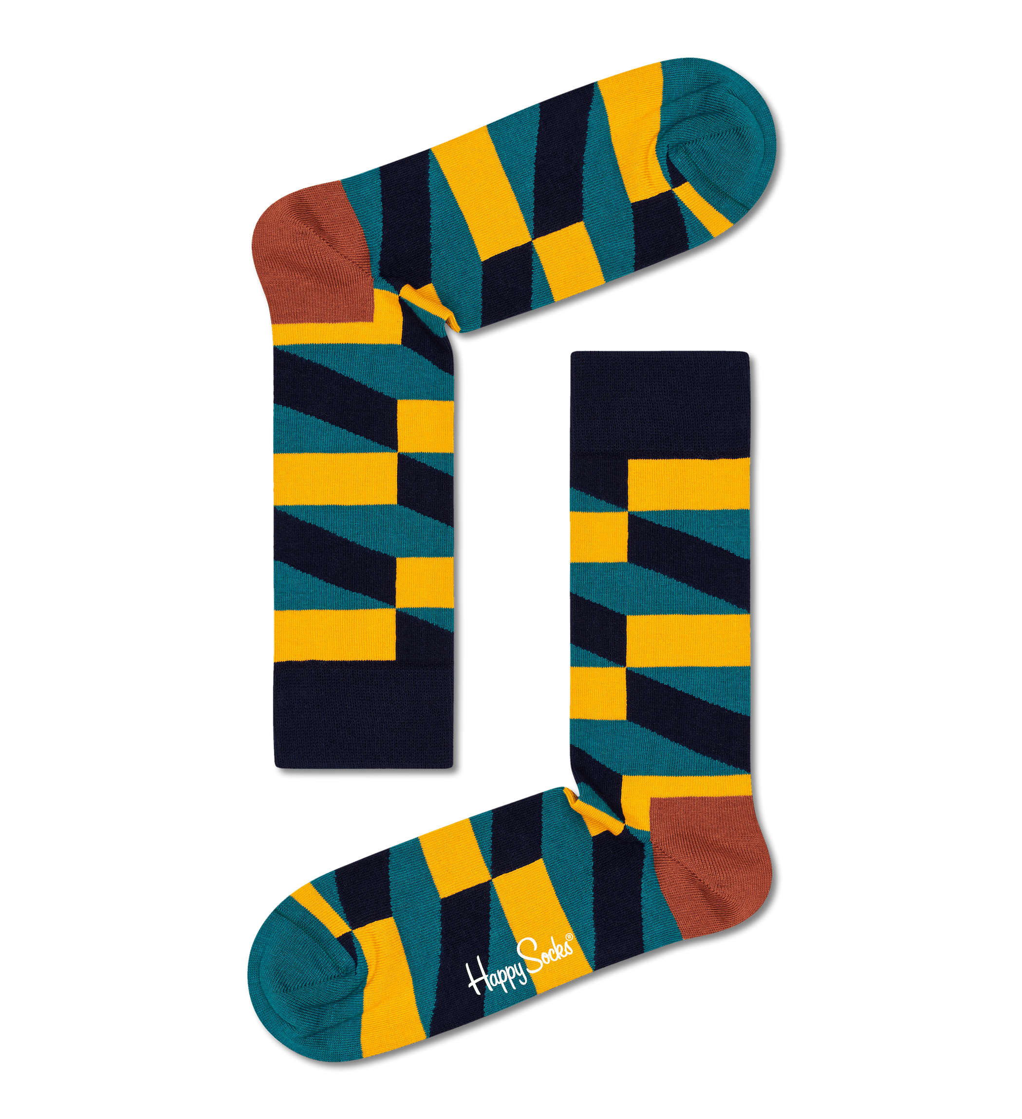 Zeleno-žluté ponožky Happy Socks, vzor Jumbo Filled Optic