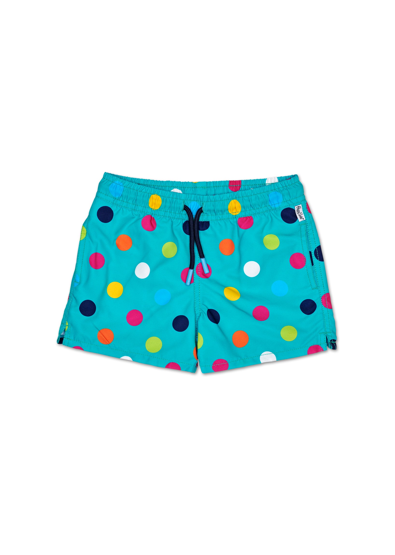 Dětské tyrkysové plavky Happy Socks s puntíky, vzor Big Dot