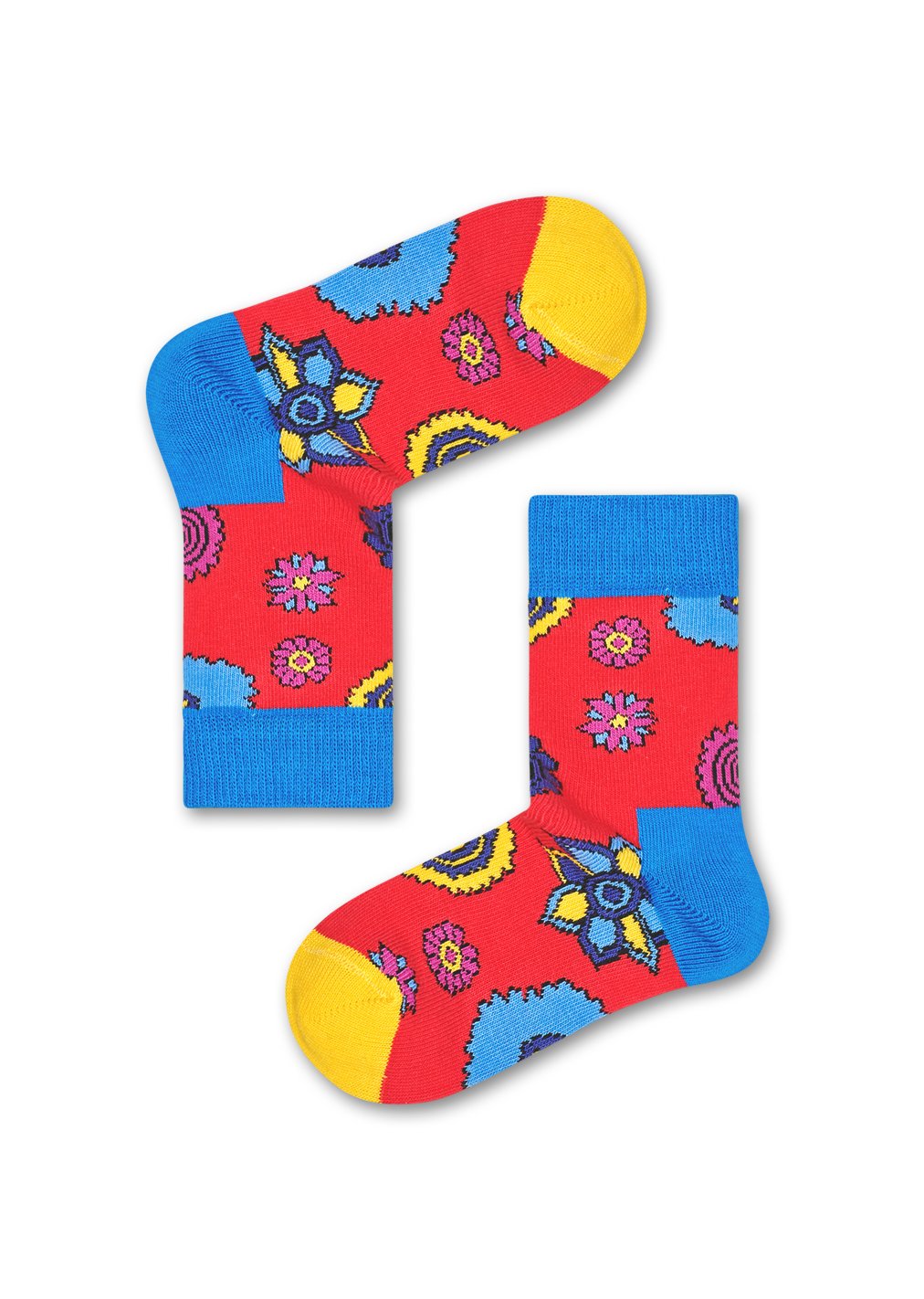Dětské červené ponožky Happy Socks s květy x The Beatles