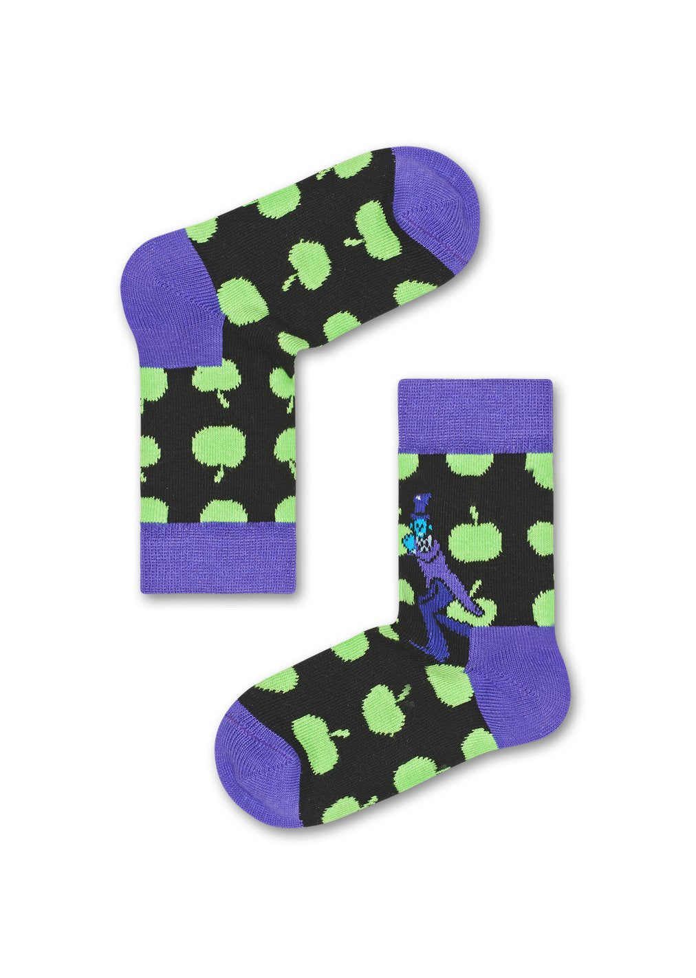 Dětské černé ponožky Happy Socks se zelenými jablky x The Beatles