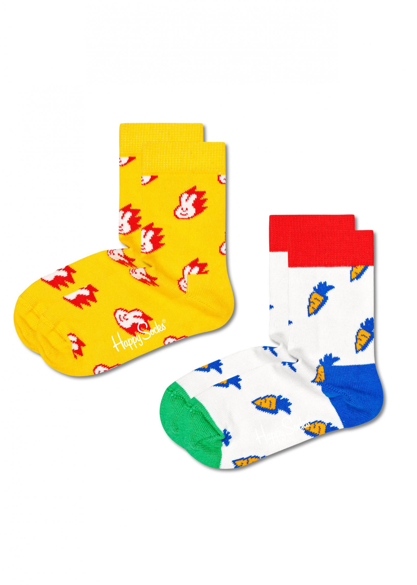 Dětské ponožky Happy Socks, vzor Bunny & Carrot - 2 páry