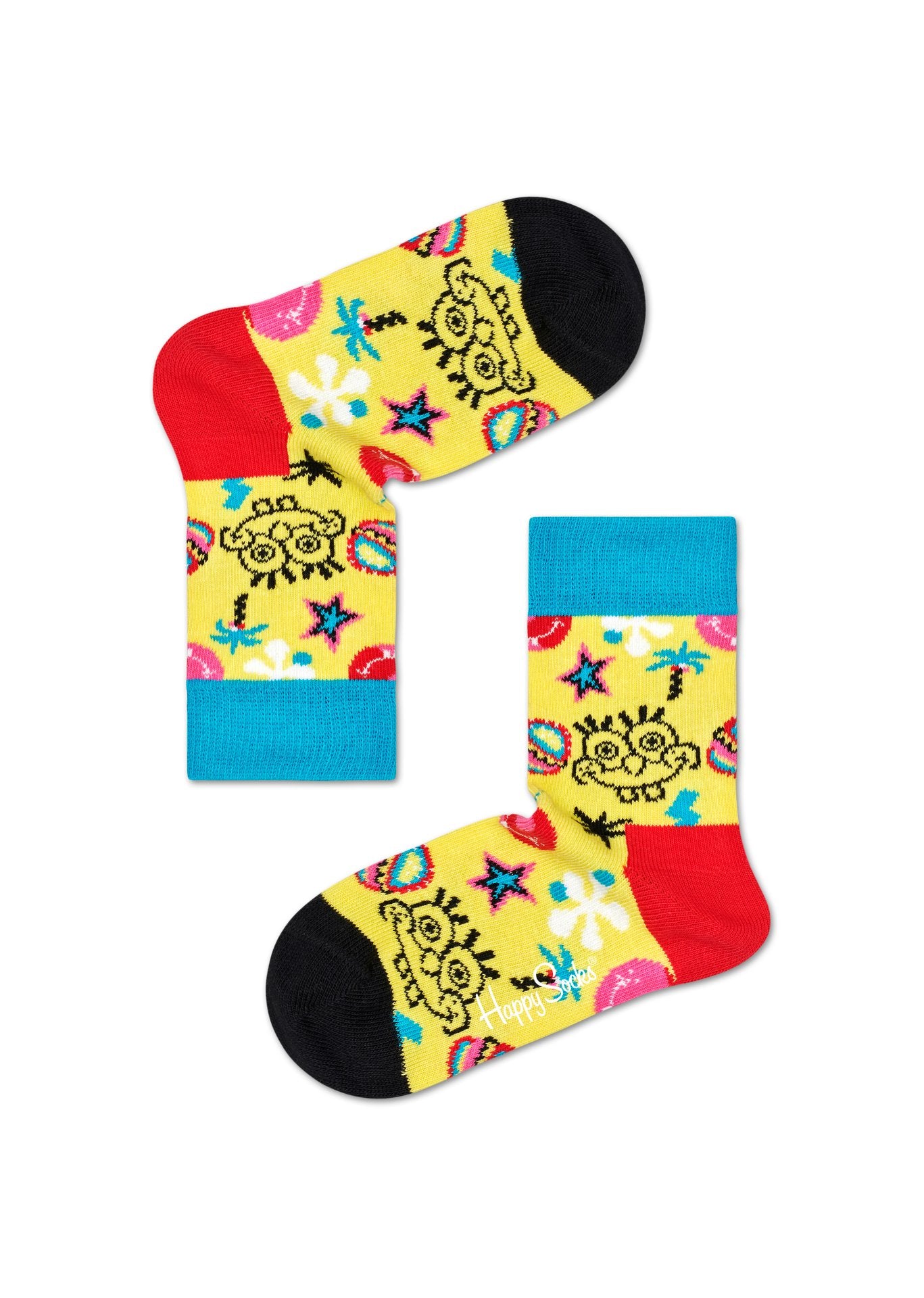 Dětské žluté ponožky z kolekce Happy Socks x Sponge Bob, vzor Smile Storm