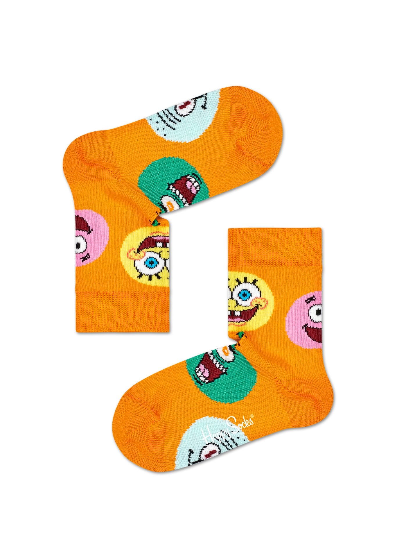 Dětské oranžové ponožky z kolekce Happy Socks x Sponge Bob, vzor Circle Of Friends