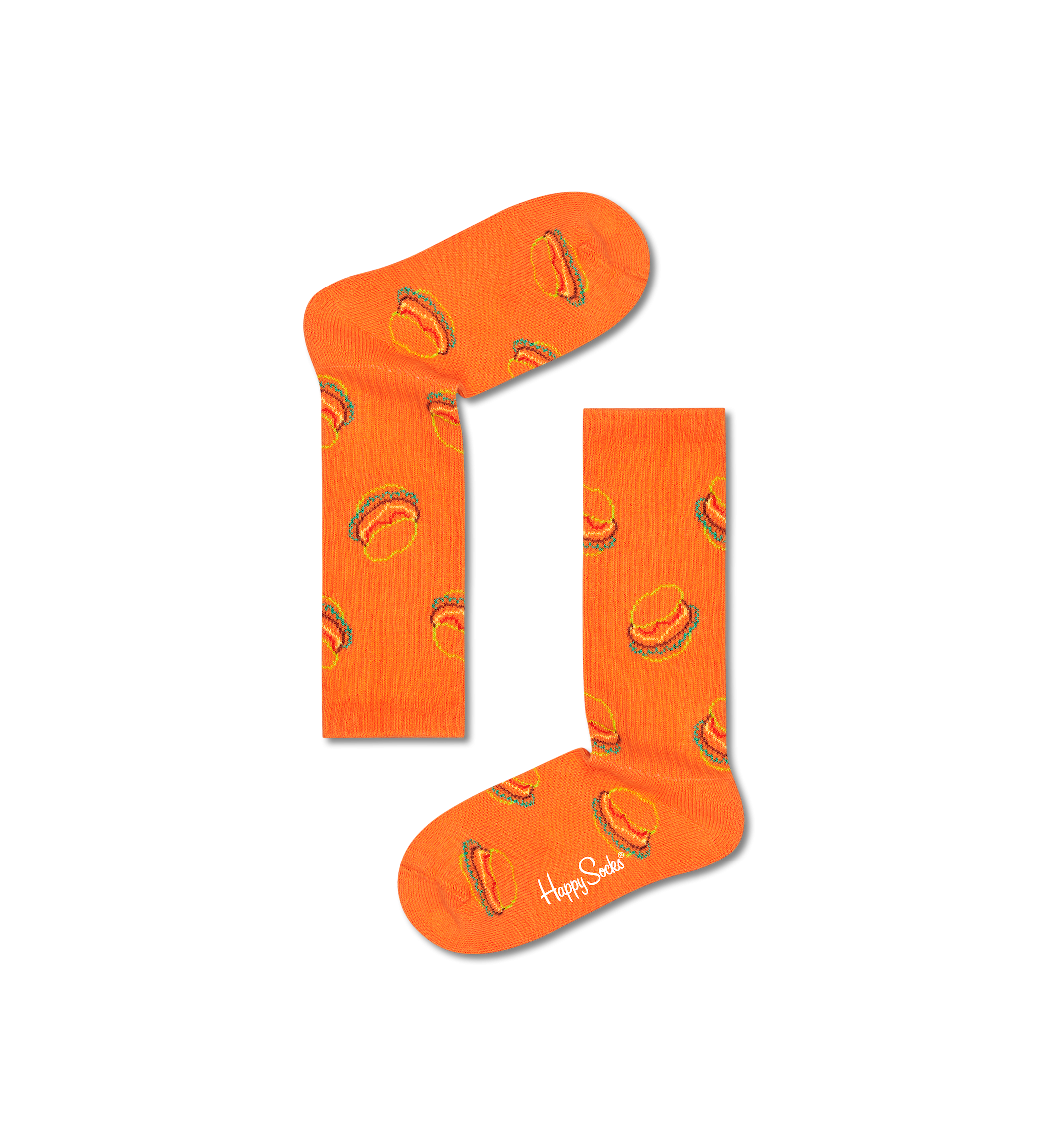 Dětské oranžové ponožky Happy Socks s hamburgery, vzor Burgers