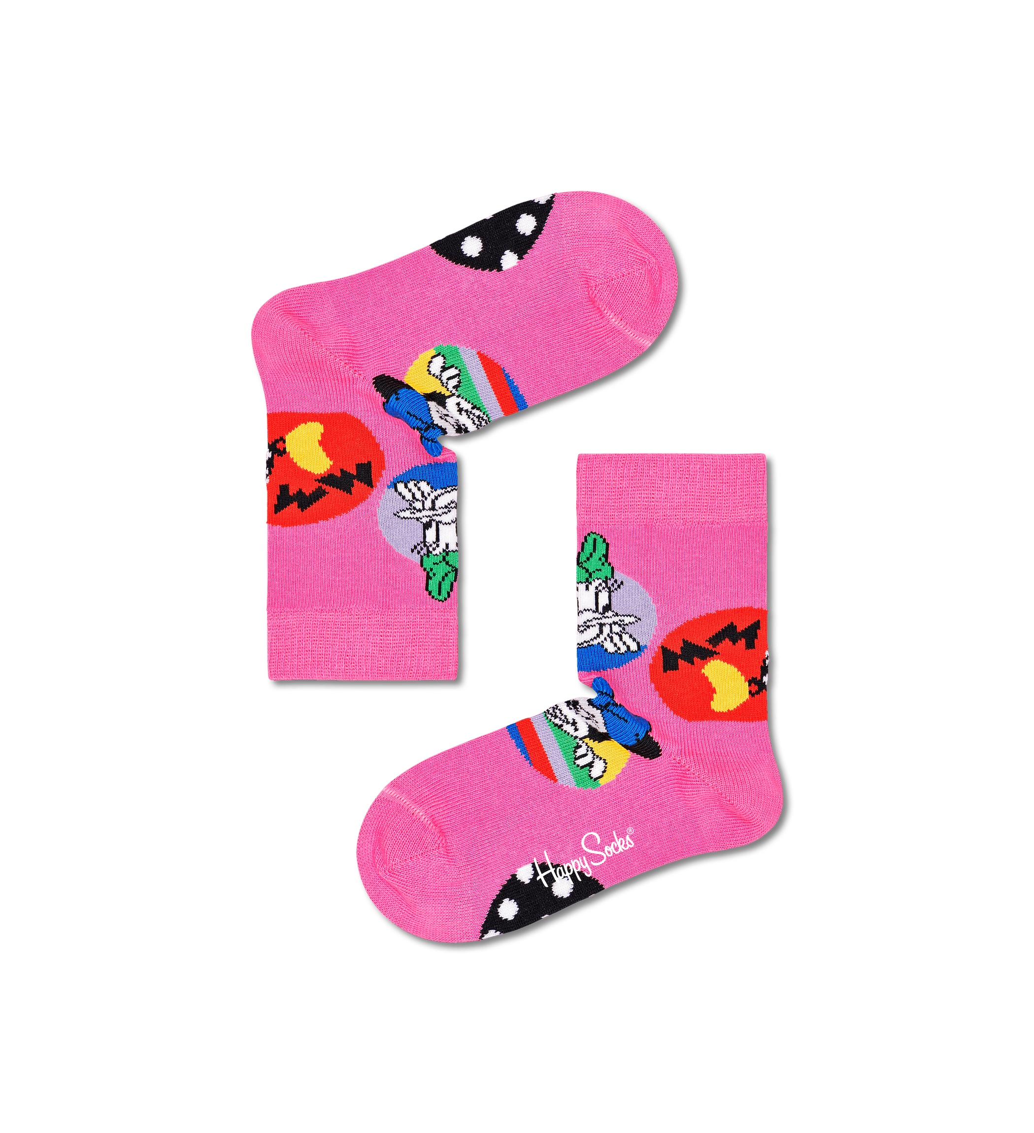 Dětské růžové ponožky Happy Socks x Disney, vzor Daisy & Minnie Dot