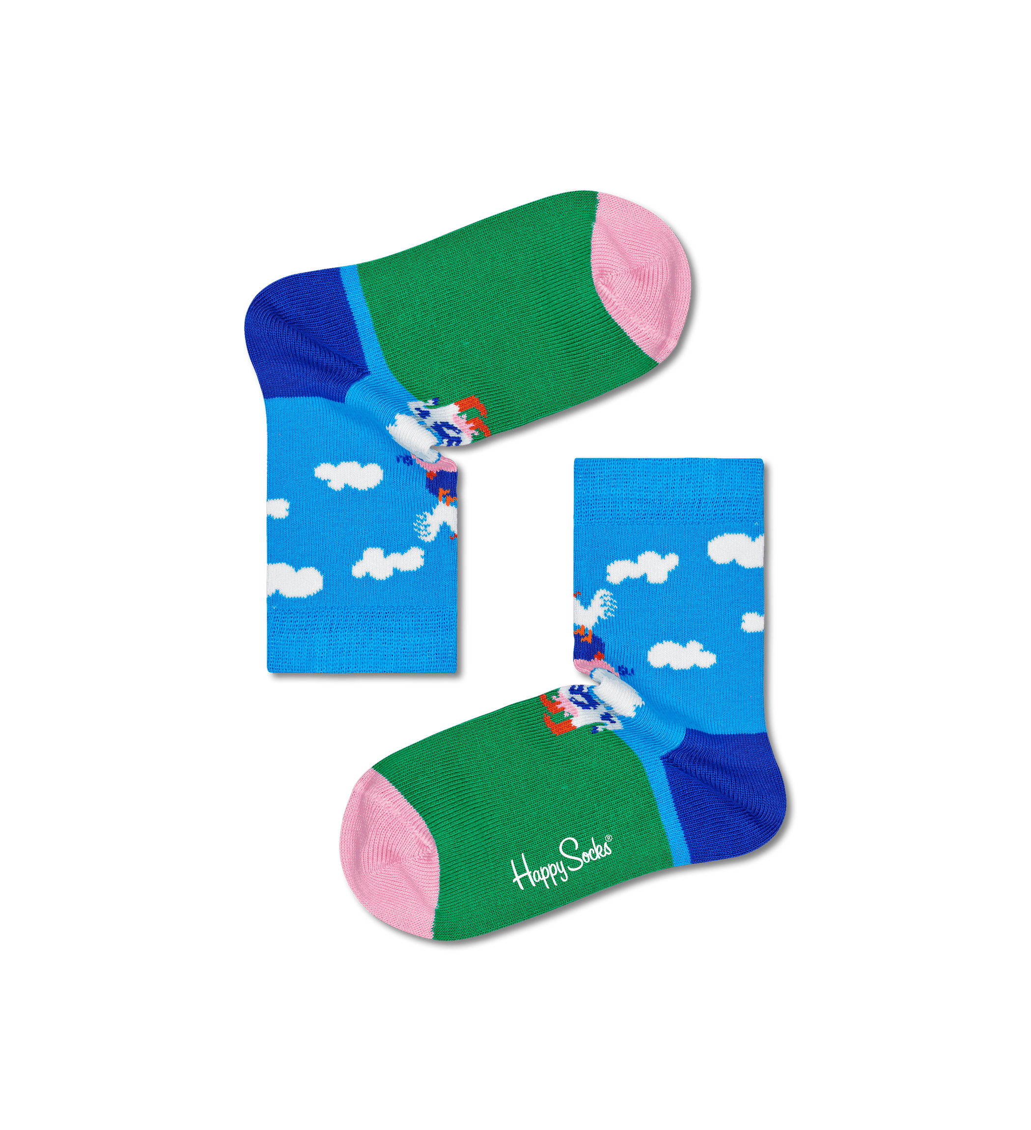 Dětské modro-zelené ponožky Happy Socks, vzor Farmtower
