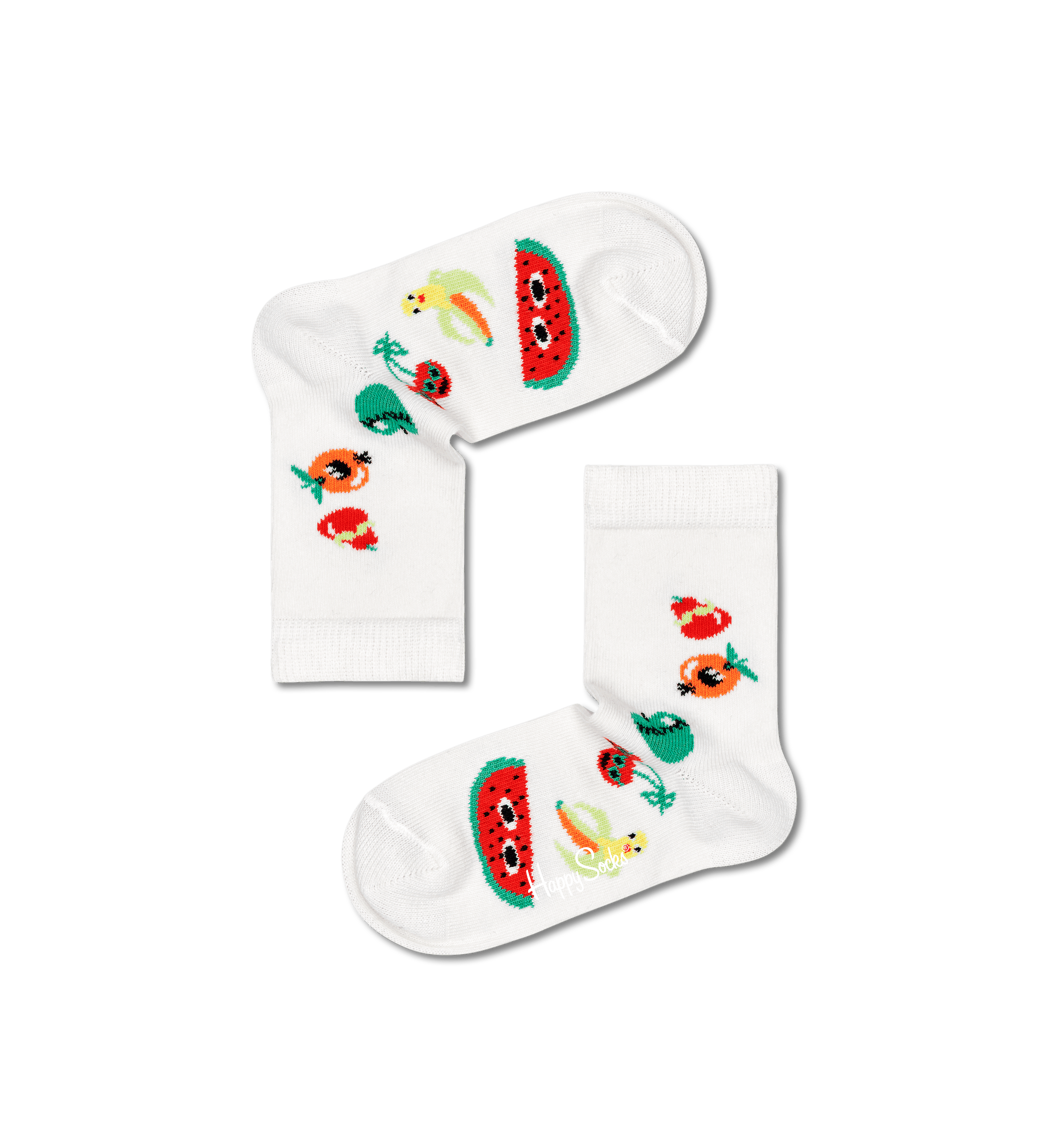 Dětské bílé ponožky Happy Socks s ovocem, vzor Fruit Tower