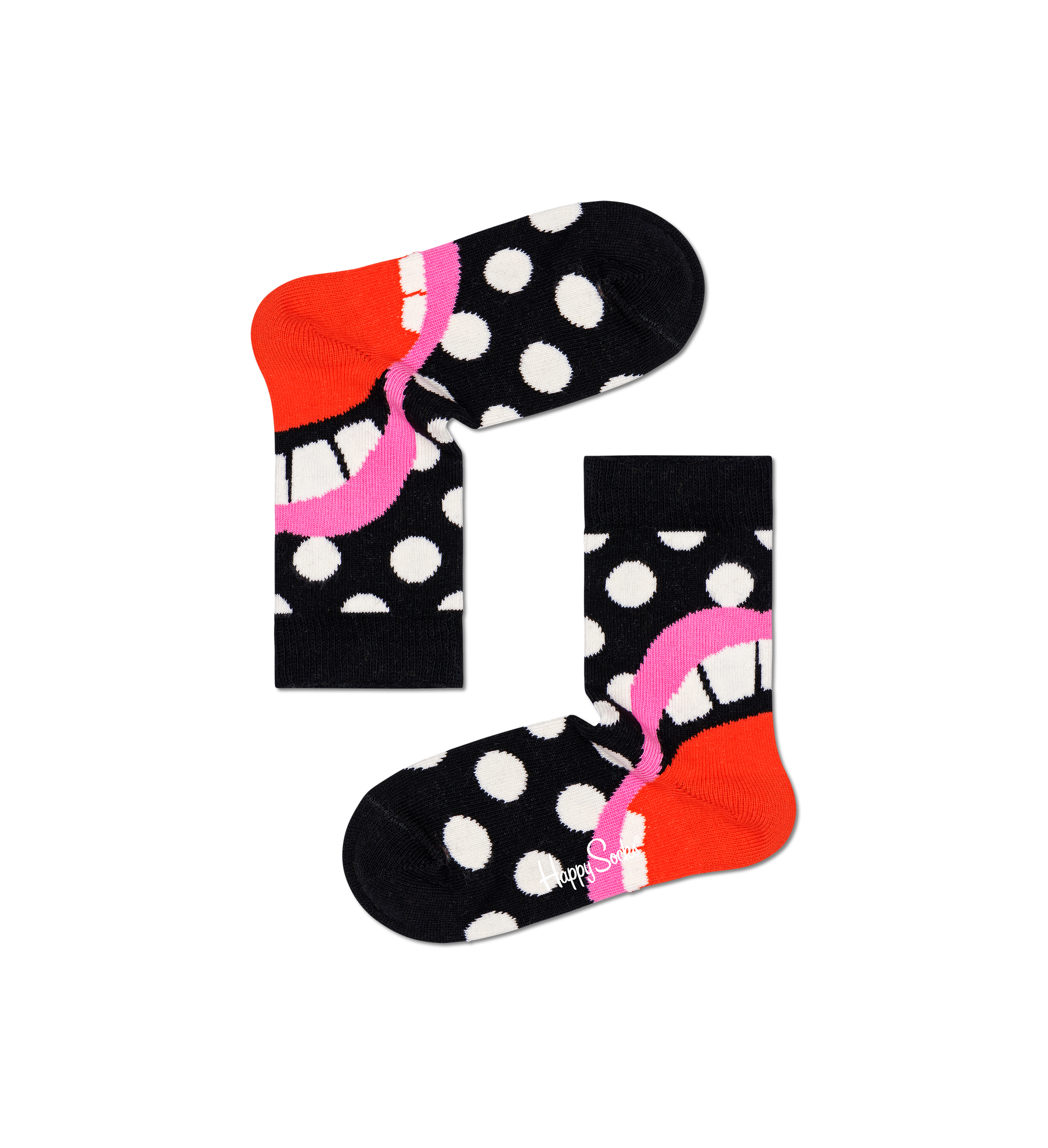 Dětské černé ponožky Happy Socks s puntíky, vzor Laugh
