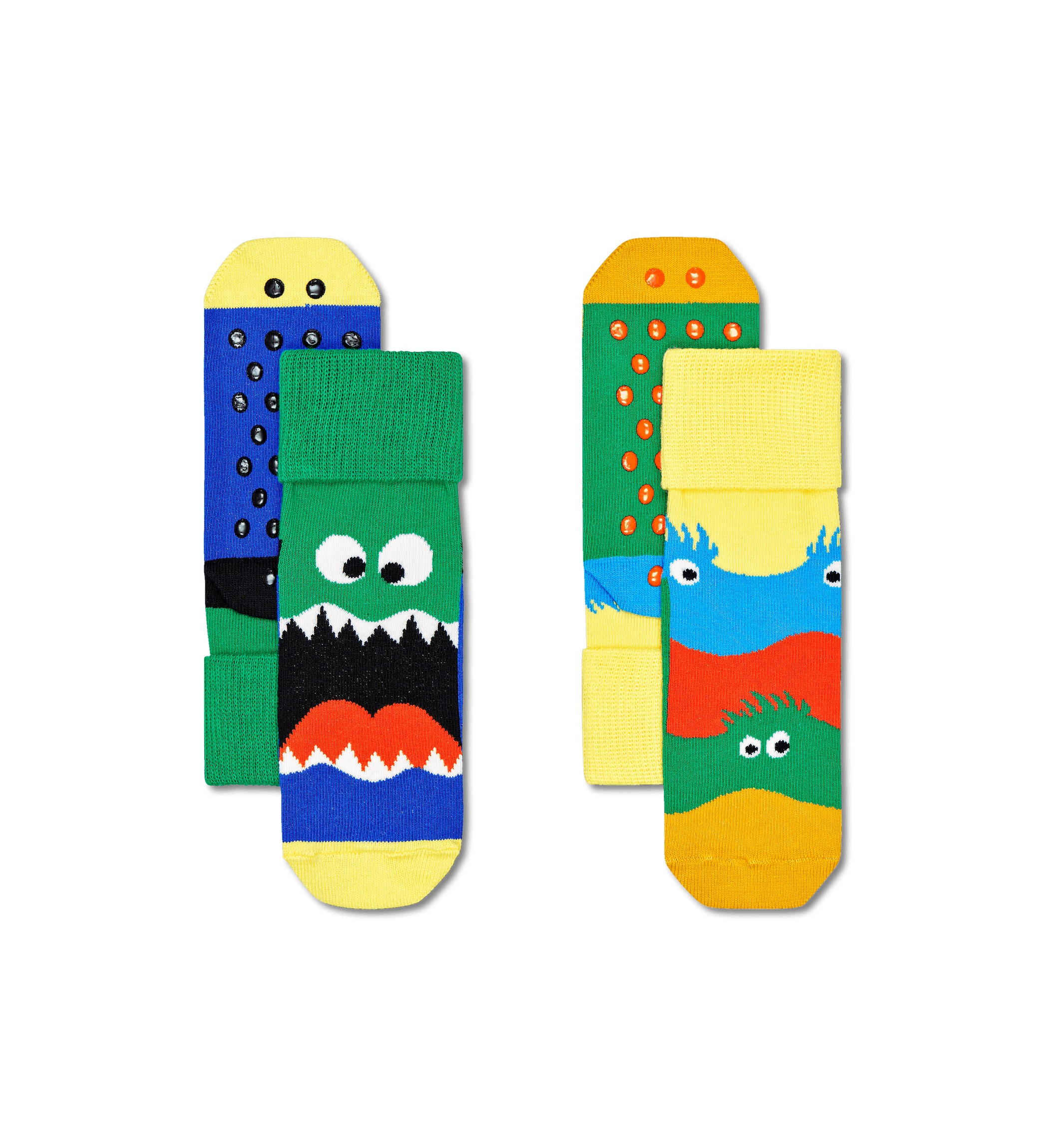 Dětské protiskluzové ponožky Happy Socks s příšerkami, vzor Monsters - 2 páry