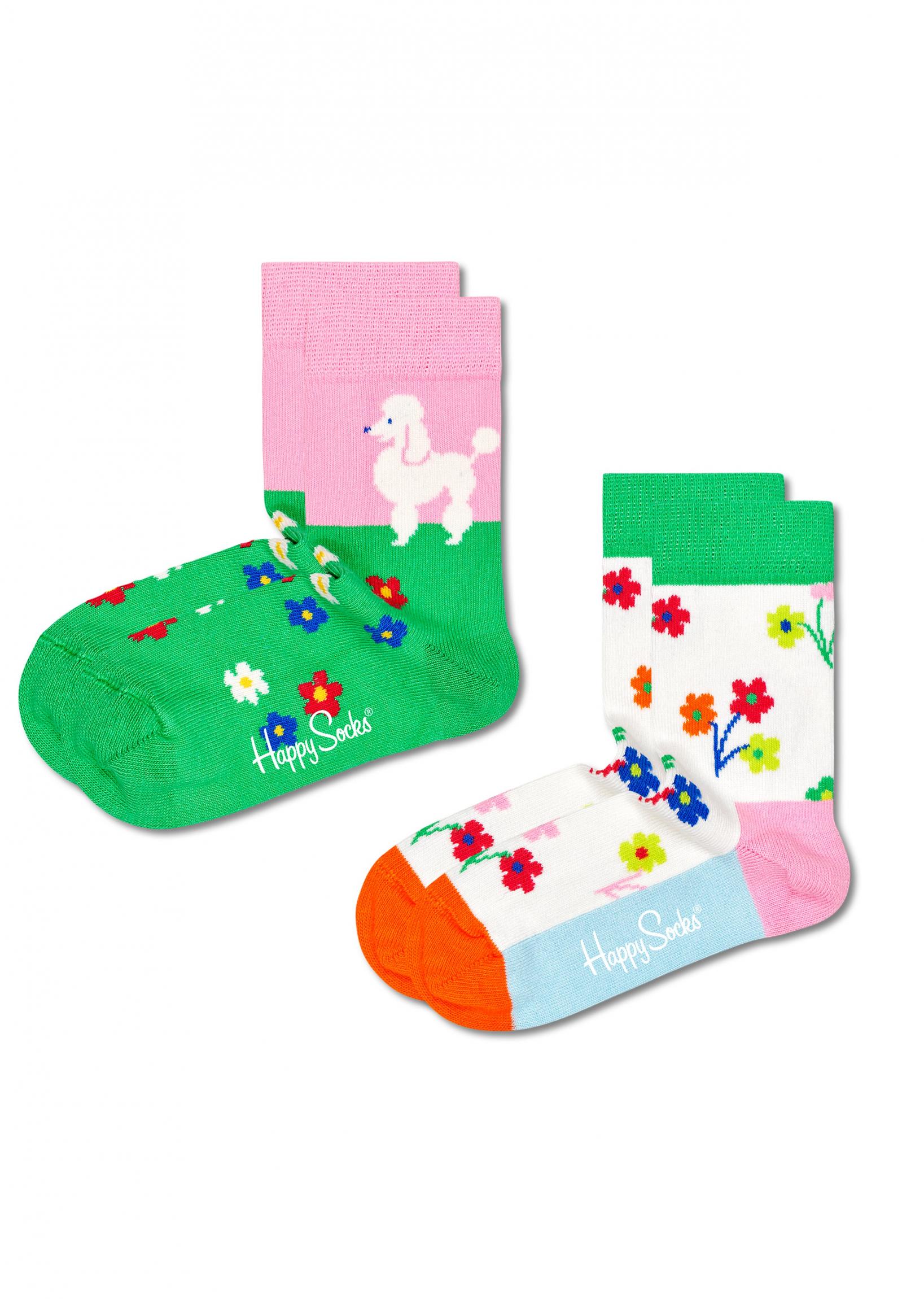 Dětské ponožky Happy Socks, vzor Poodle & Flowers - 2 páry