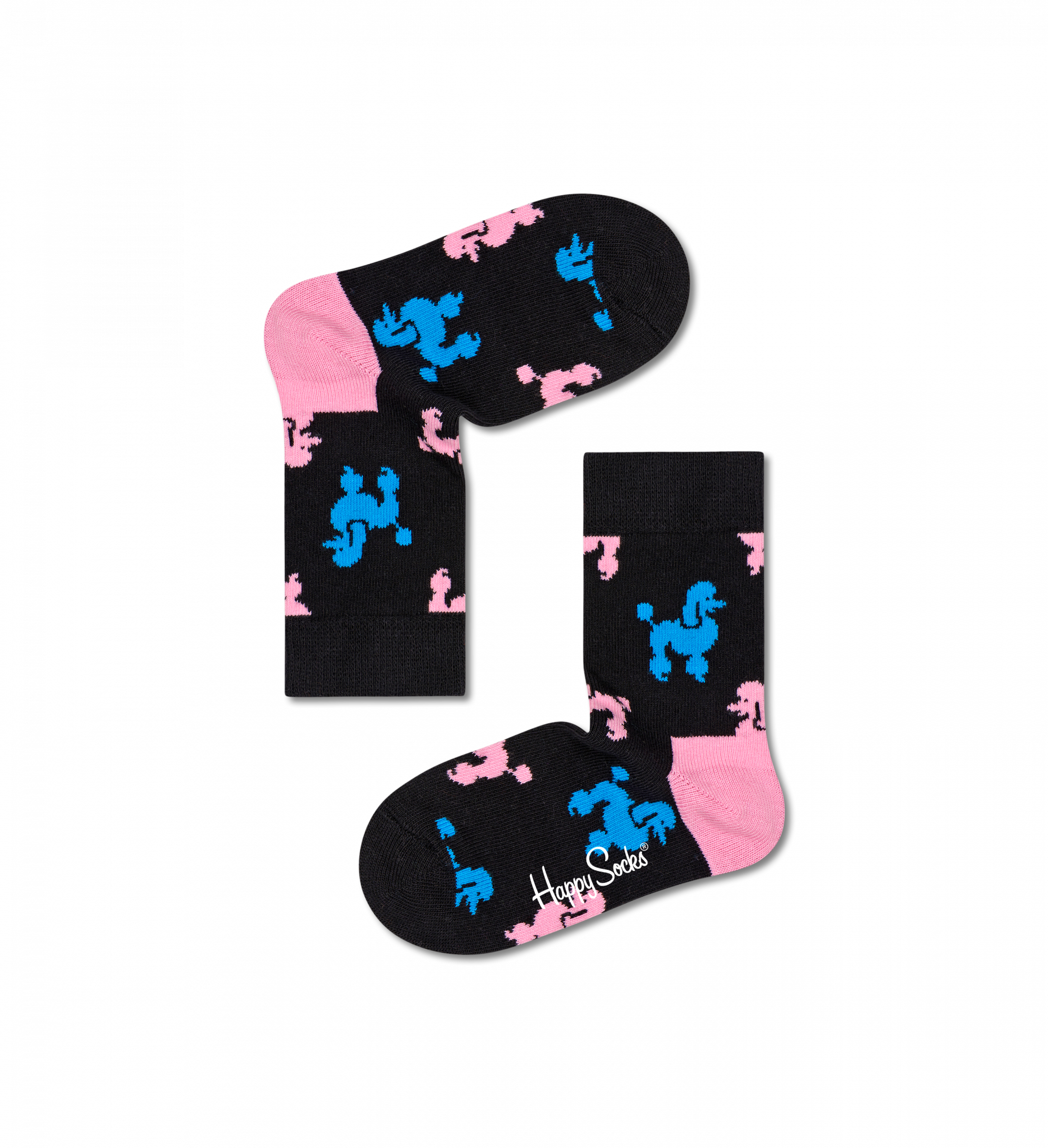 Dětské černé ponožky Happy Socks s pudly, vzor Poodle