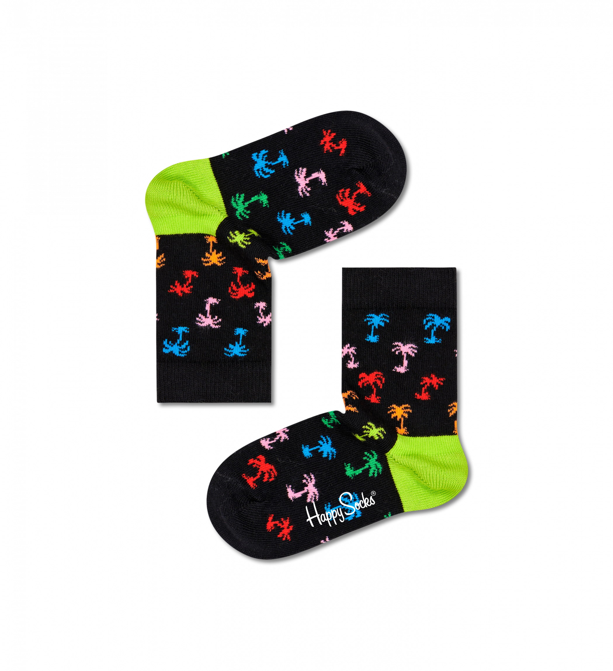Dětské černé ponožky Happy Socks s palmami, vzor Palm