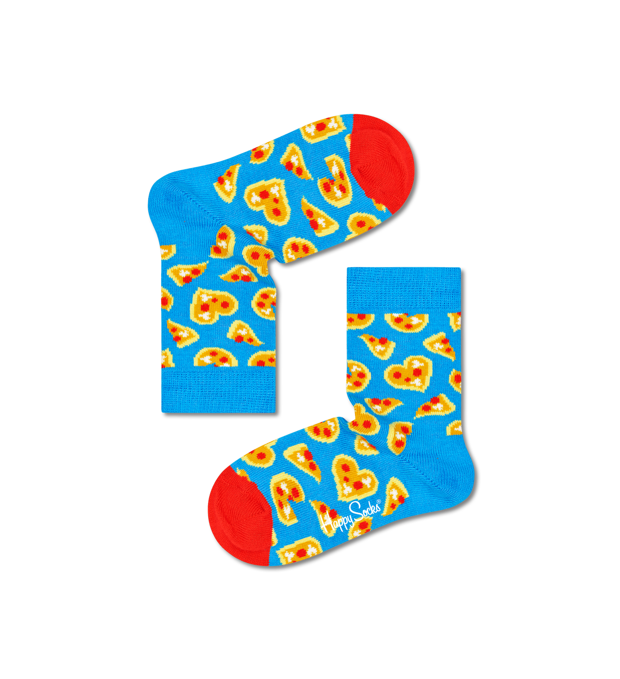 Dětské modré ponožky Happy Socks, vzor Pizza Love