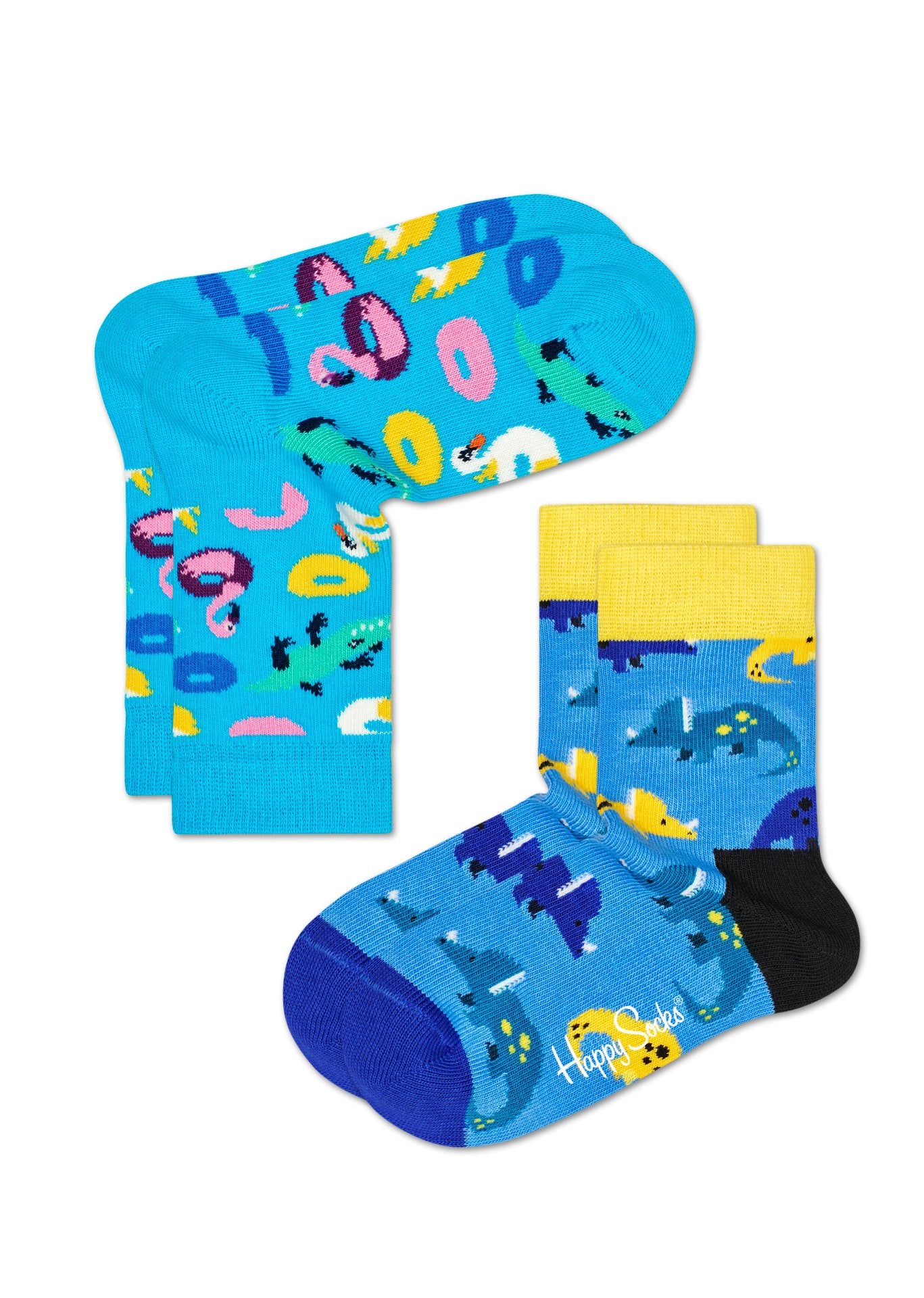 Dětské modré ponožky Happy Socks, vzor Poolparty - dva páry