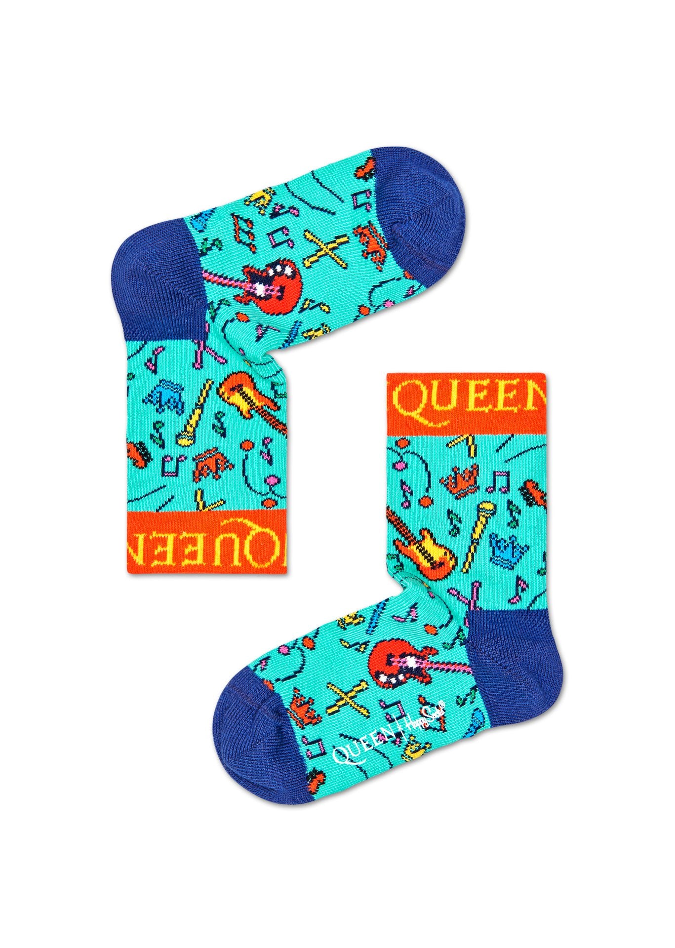 Dětské tyrkysové ponožky z kolekce Happy Socks x Queen, vzor The Works