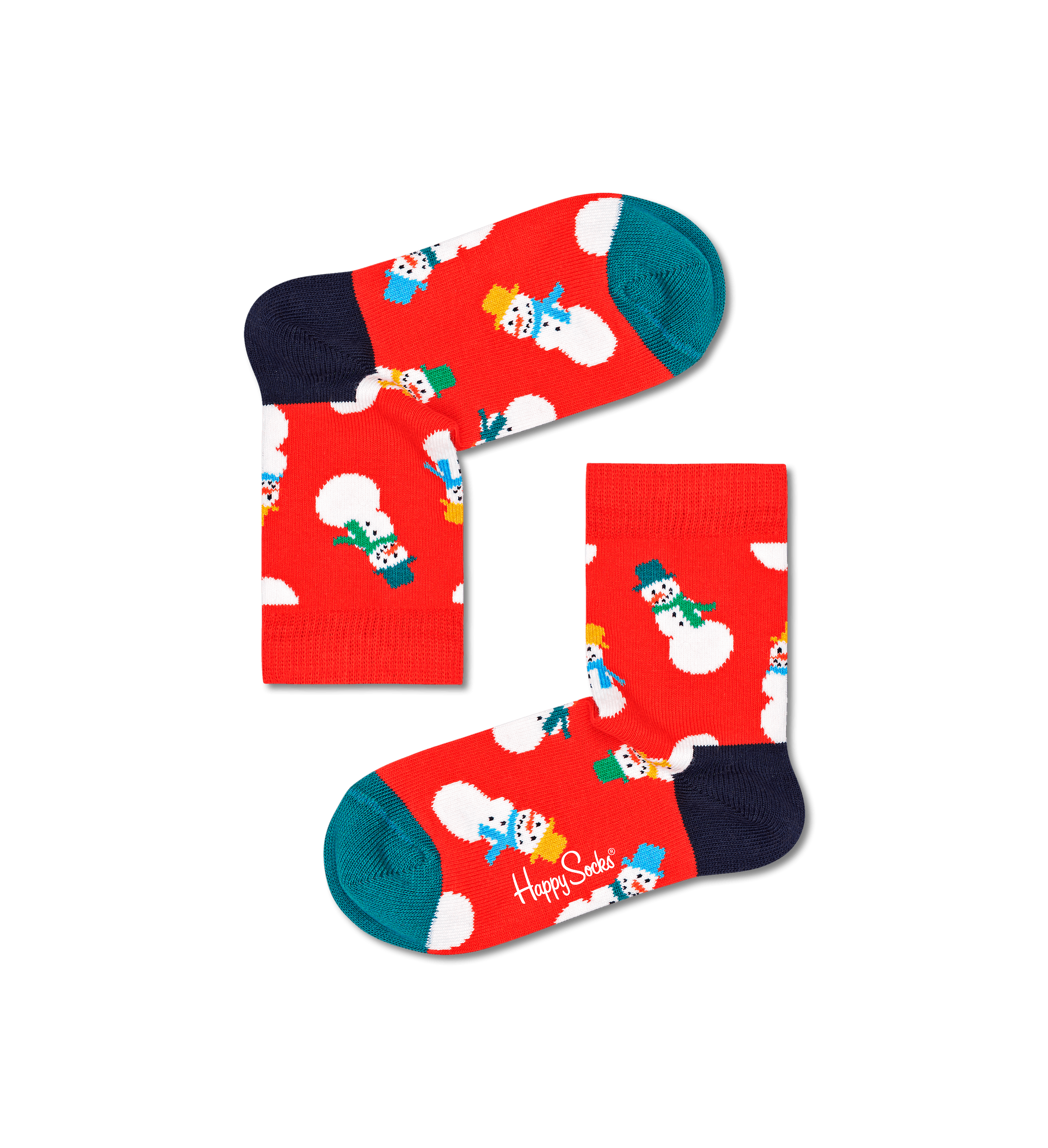 Dětské červené ponožky Happy Socks se sněhulákem, vzor Snowman