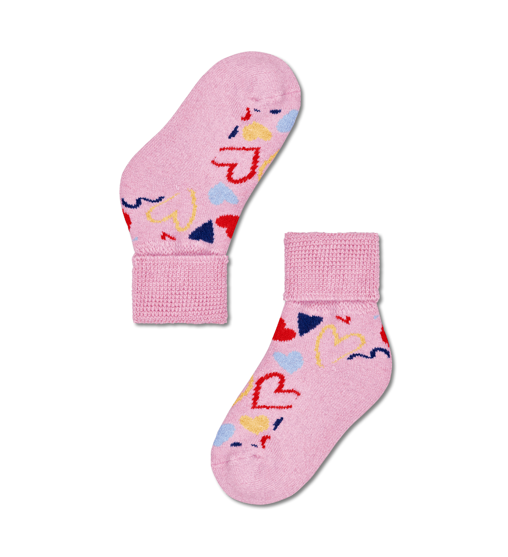 Dětské růžové ponožky Happy Socks se srdíčky, vzor I Heart U