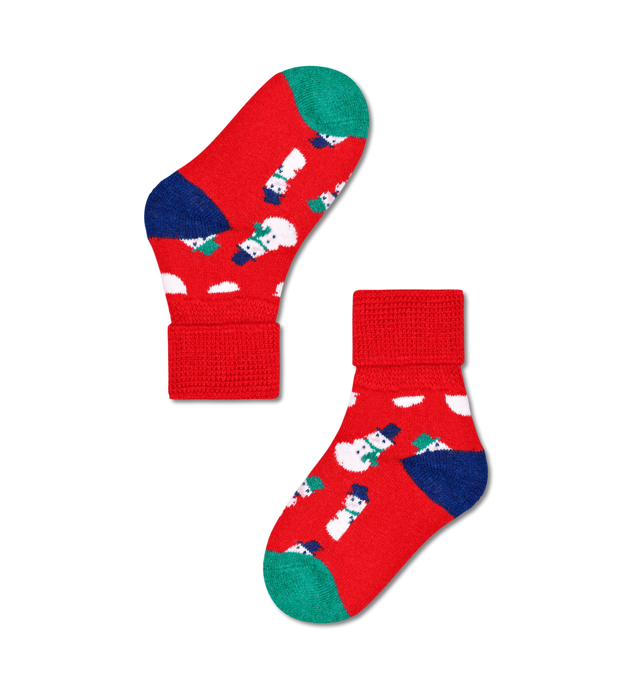 Dětské červené ponožky Happy Socks se sněhuláky, vzor Snowman