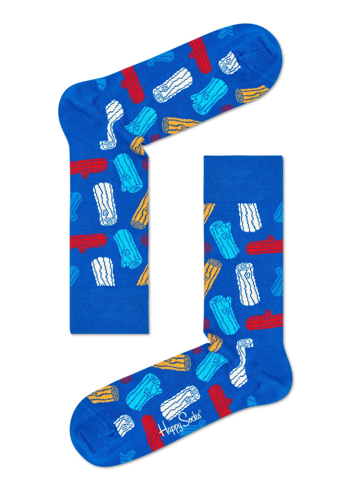 Modré ponožky Happy Socks, vzor Logs