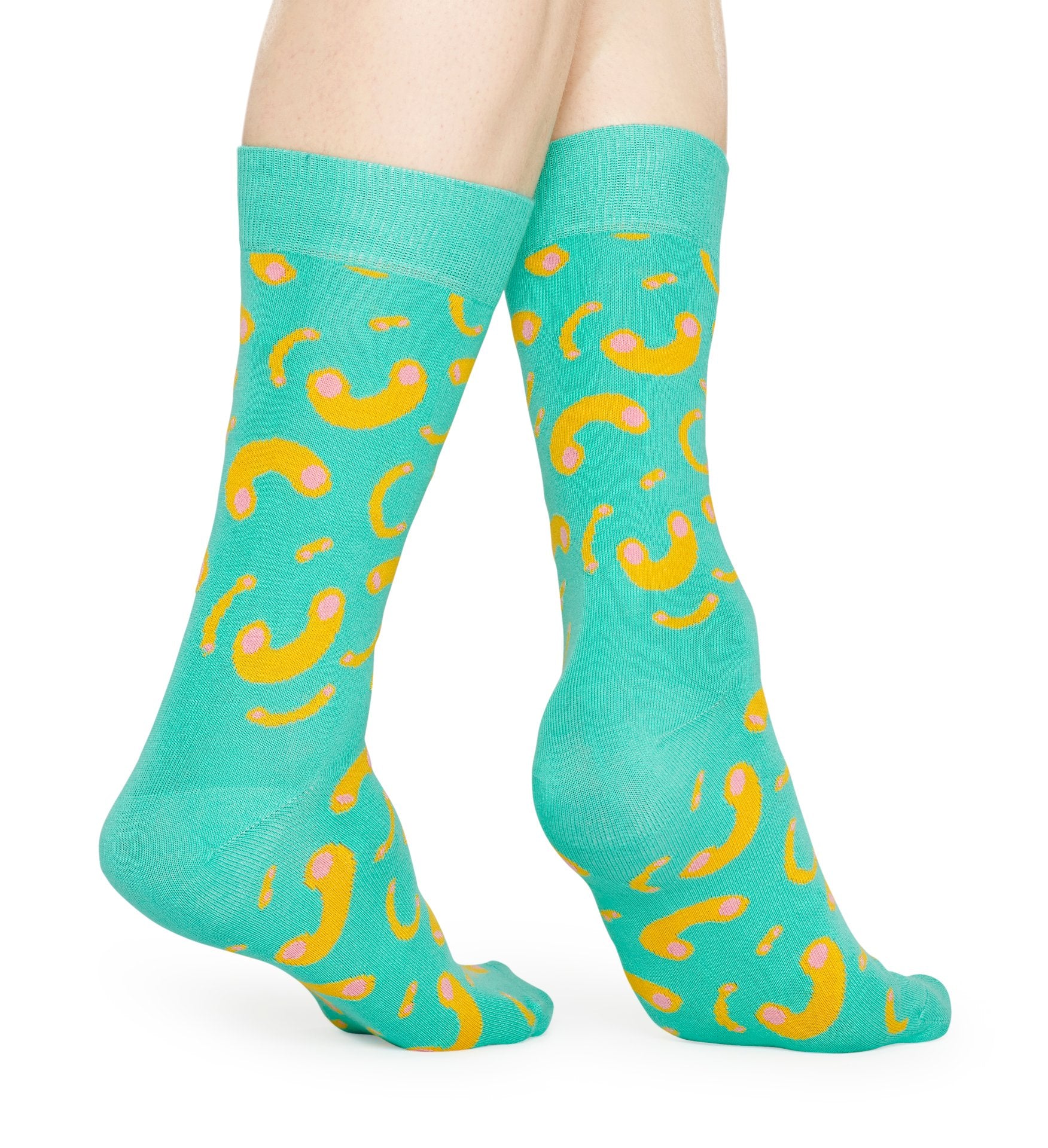 Tyrkysové ponožky Happy Socks s makarony, vzor Macaroni