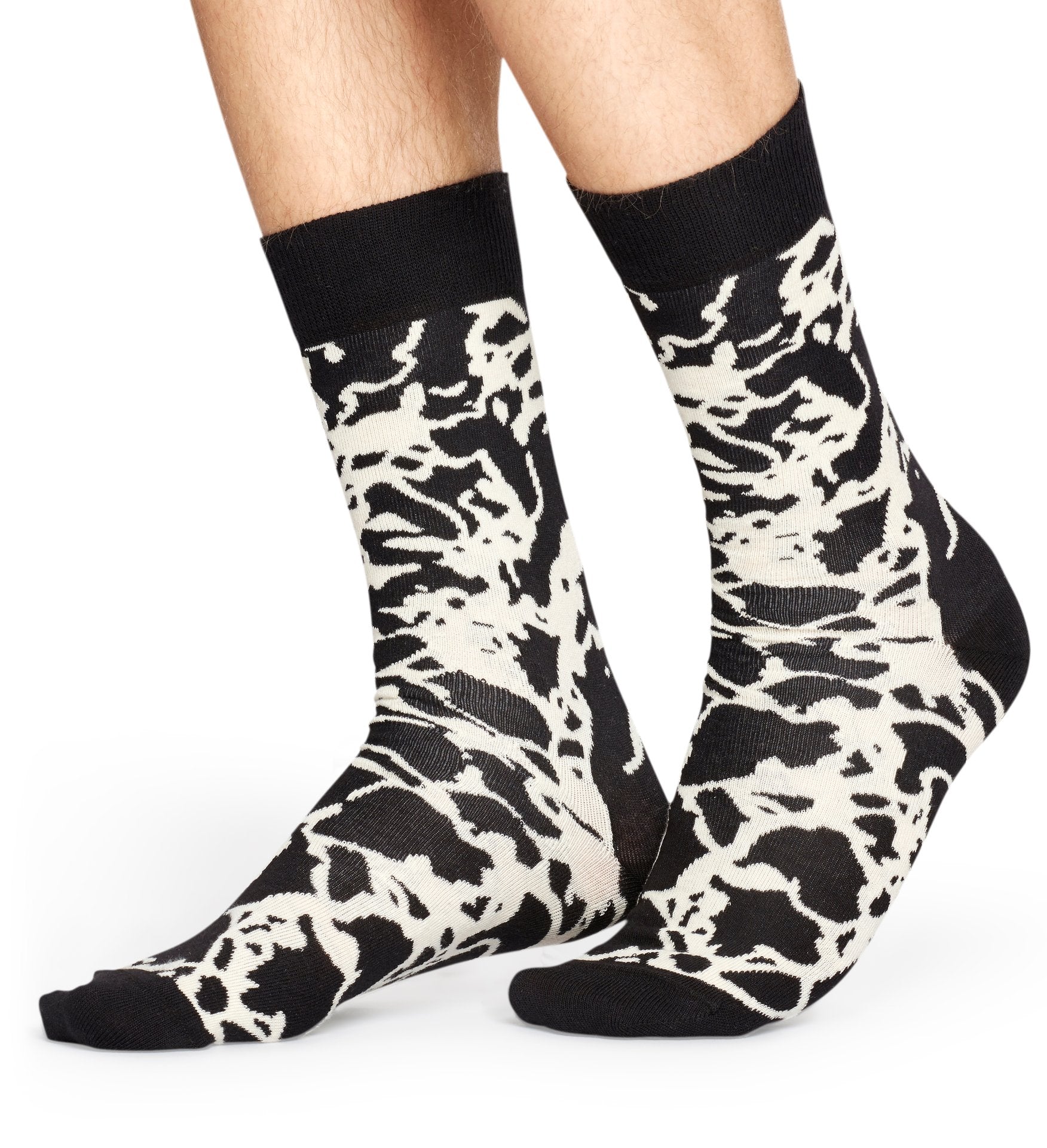 Černobílé ponožky Happy Socks s mramorovým vzorem Marble