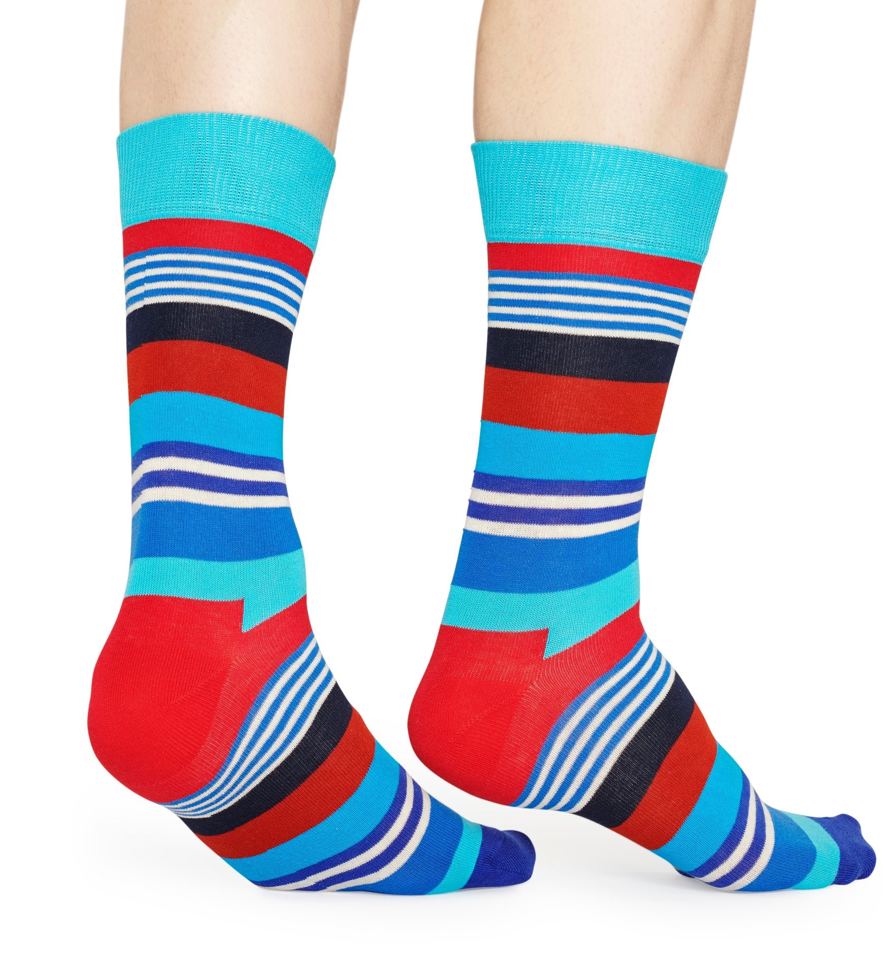 Modré ponožky Happy Socks s barevnými pruhy, vzor Multi Stripe