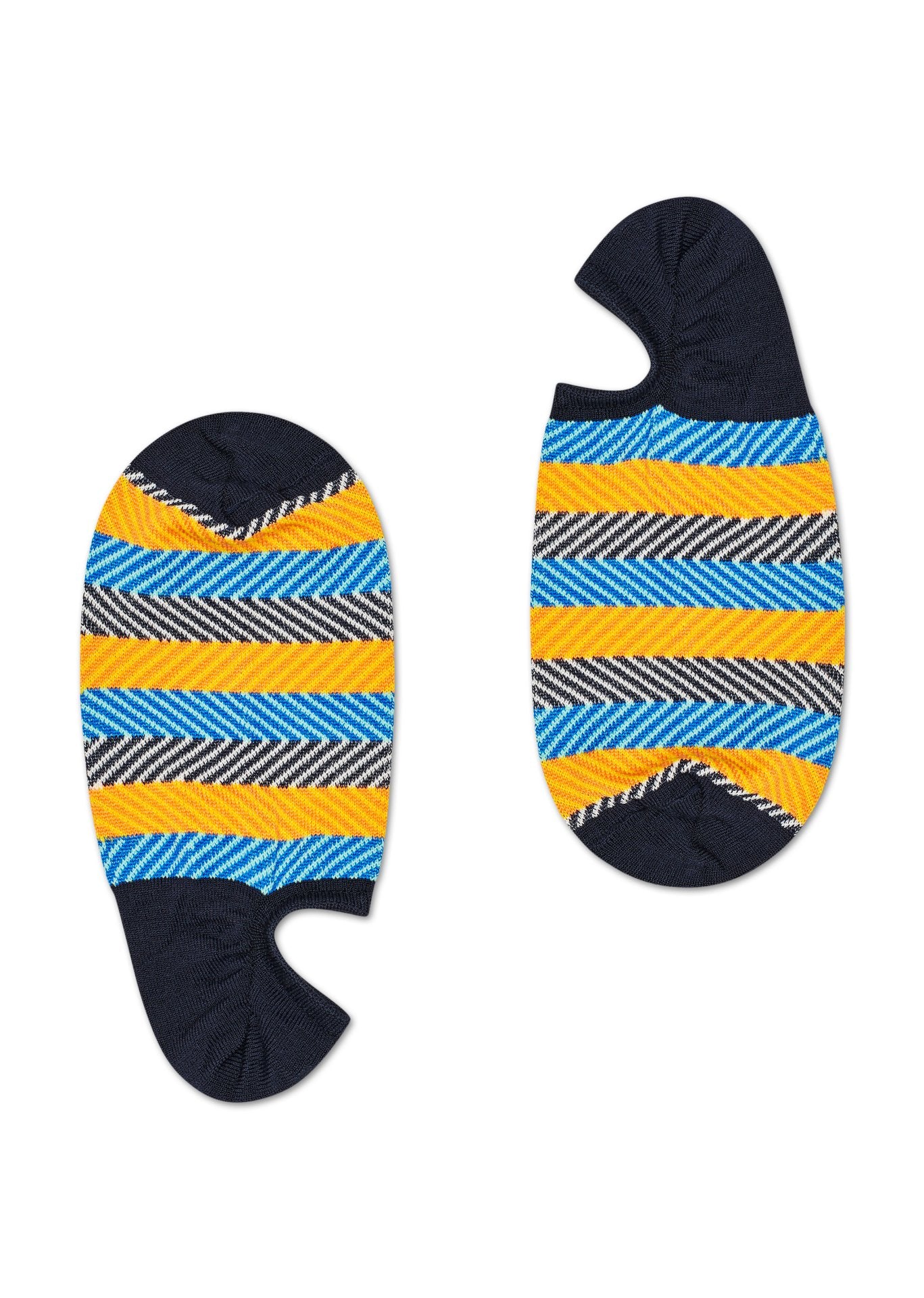 Modro-žluté nízké vykrojené ponožky Happy Socks, vzor Multi Stripe // KOLEKCE DRESSED