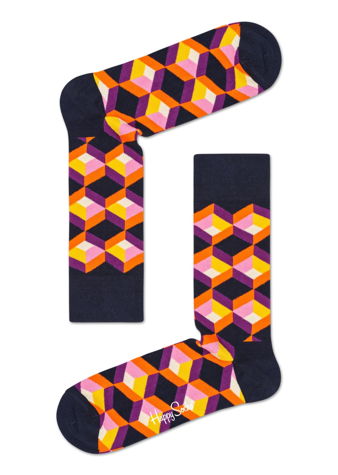 Černé ponožky Happy Socks, vzor Optic Squares