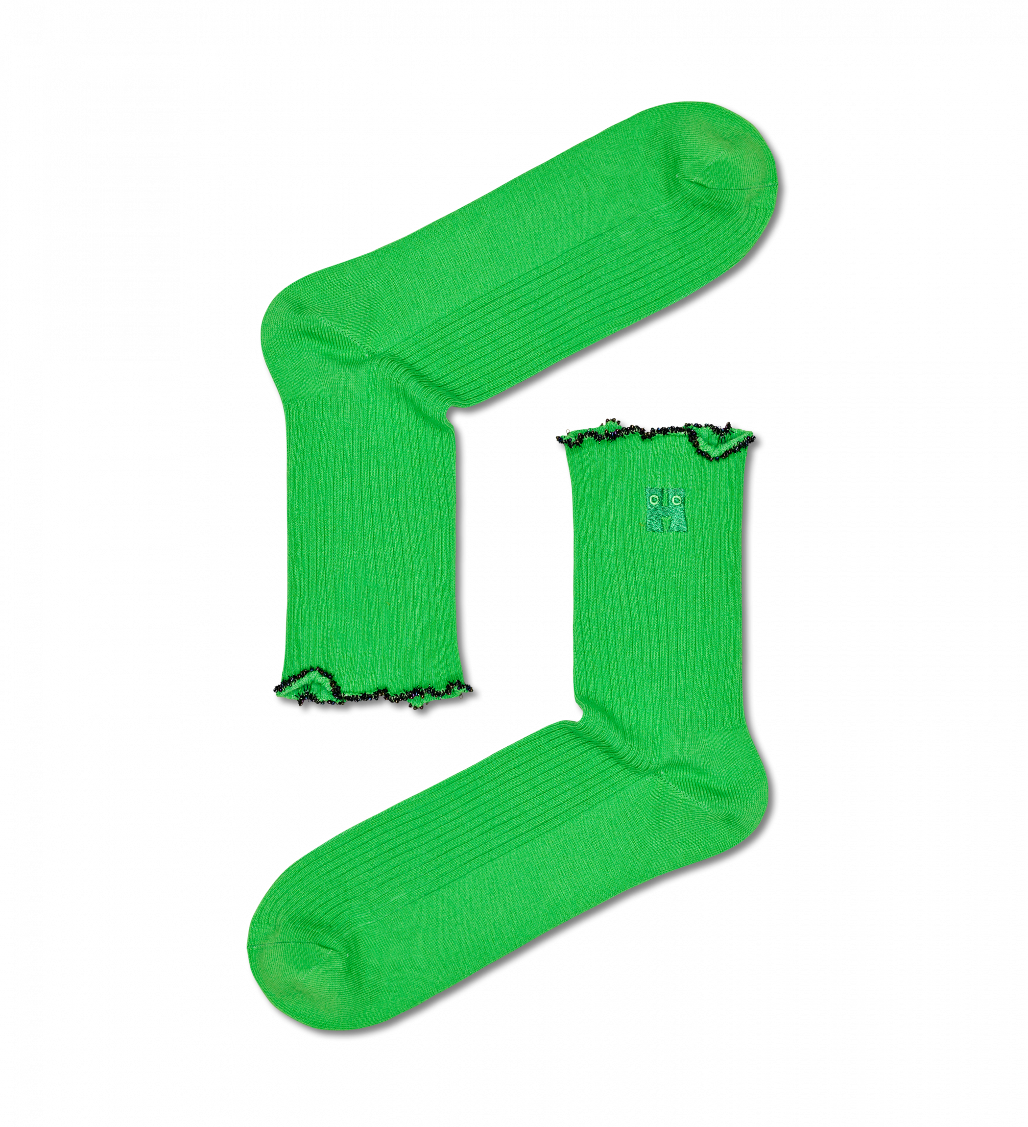 Zelené ponožky s korálky Happy Socks Beads