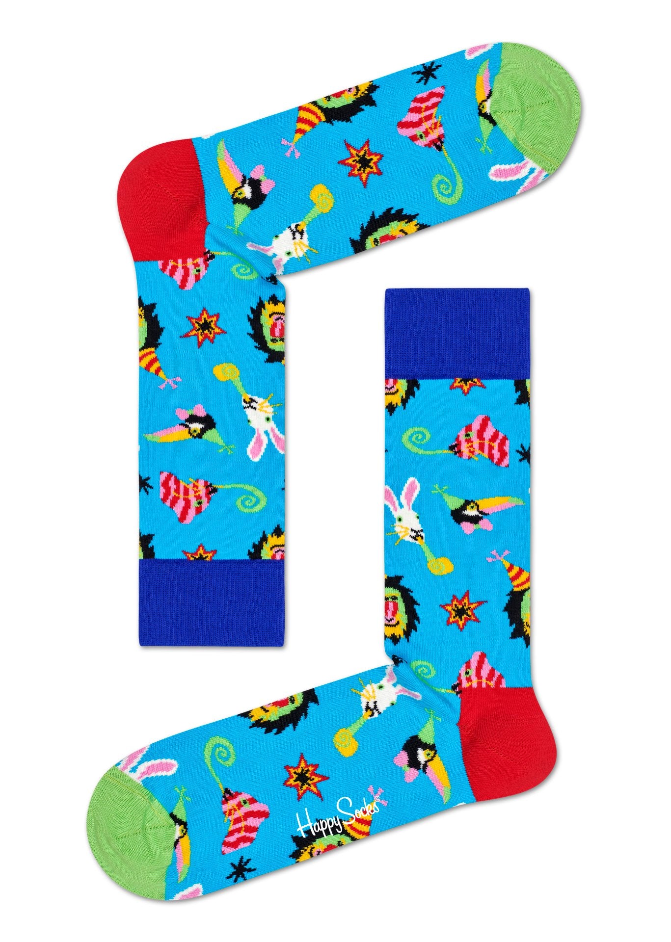 Modré ponožky Happy Socks se zvířátky, vzor Party Animal