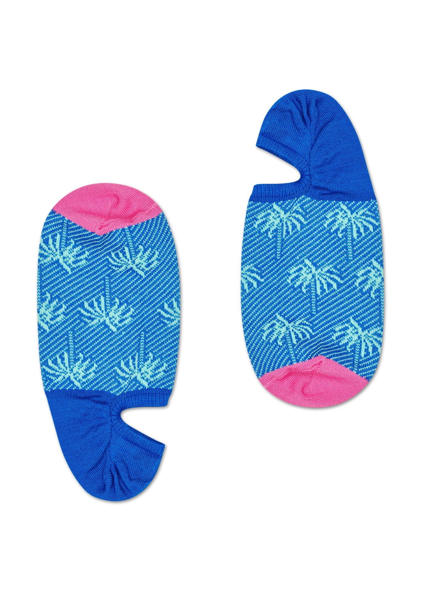 Modro-růžové nízké vykrojené ponožky Happy Socks, vzor Palm // KOLEKCE DRESSED