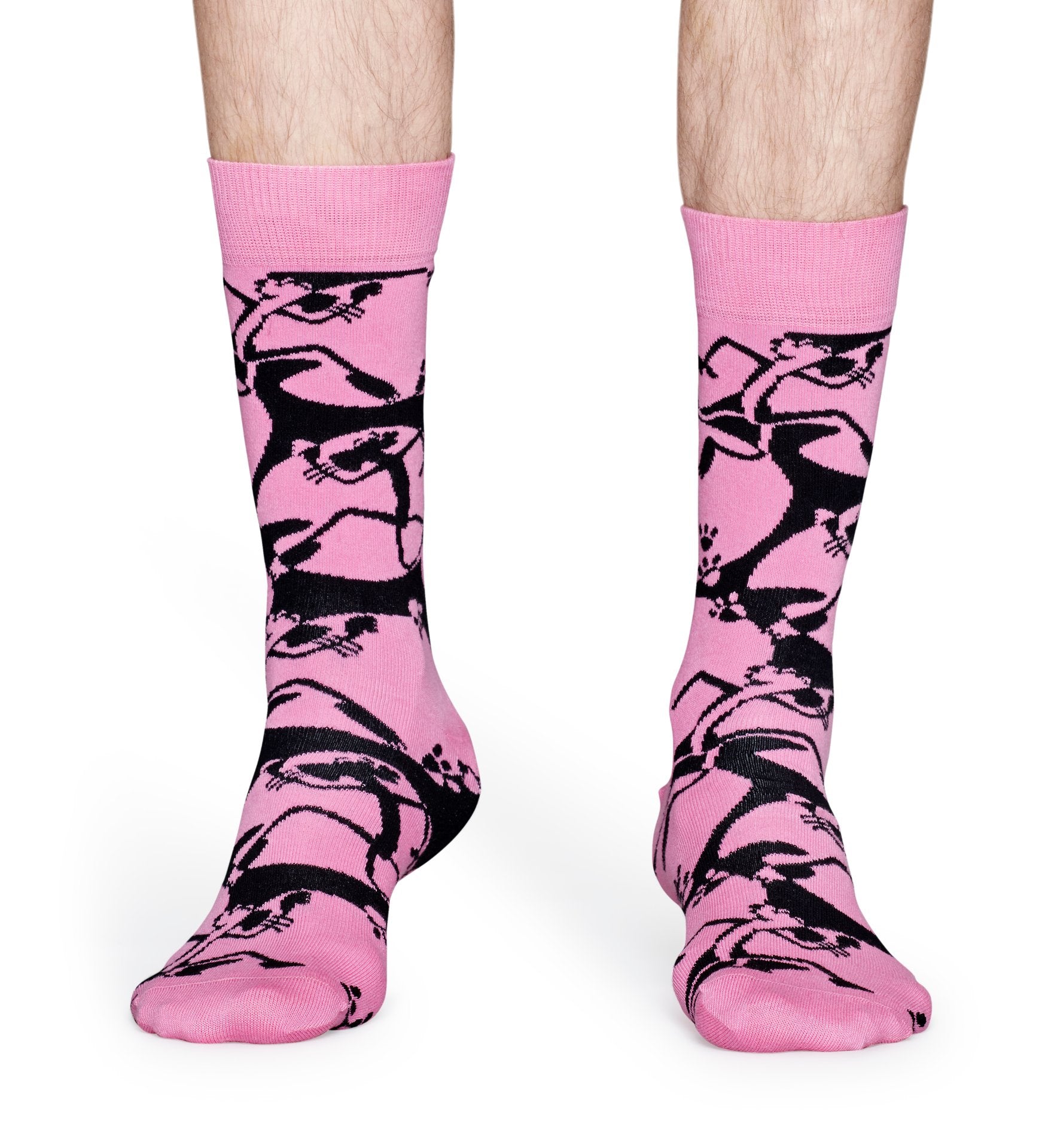 Růžovo-černé ponožky z kolekce Happy Socks x Pink Panther, vzor Pink-A-Boo