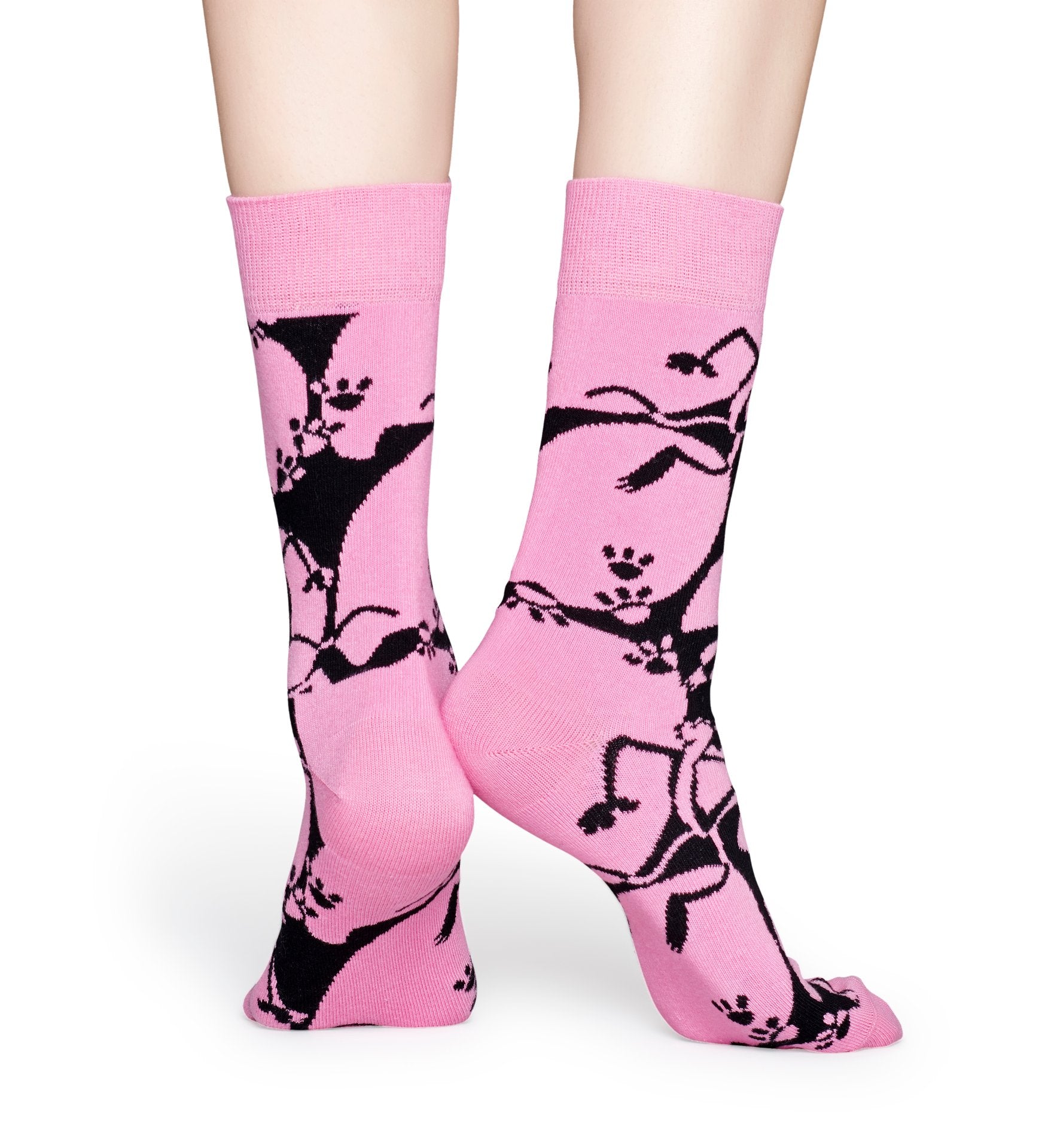 Růžovo-černé ponožky z kolekce Happy Socks x Pink Panther, vzor Pink-A-Boo