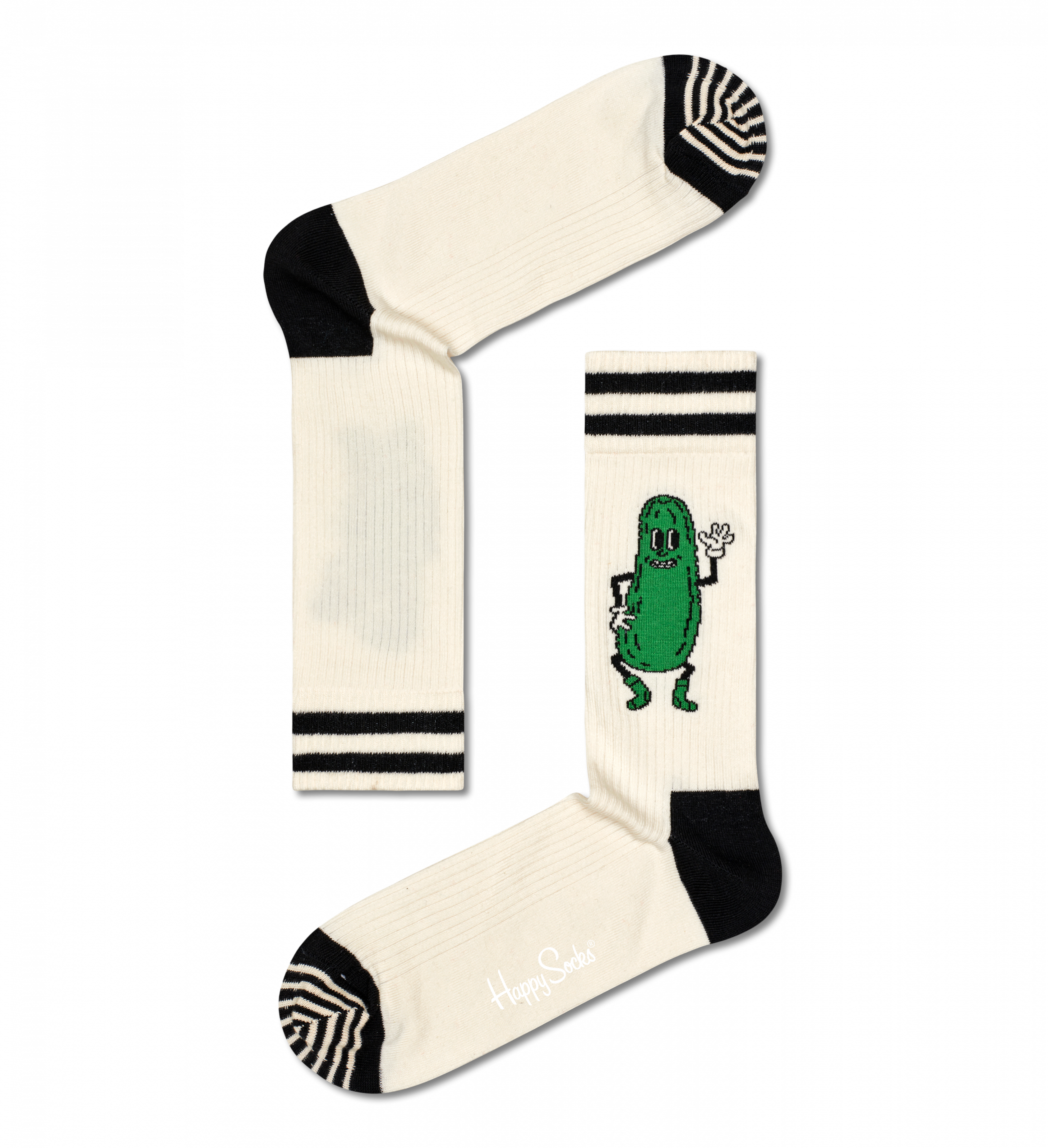Bílé ponožky Happy Socks s okurkou, vzor Pickles