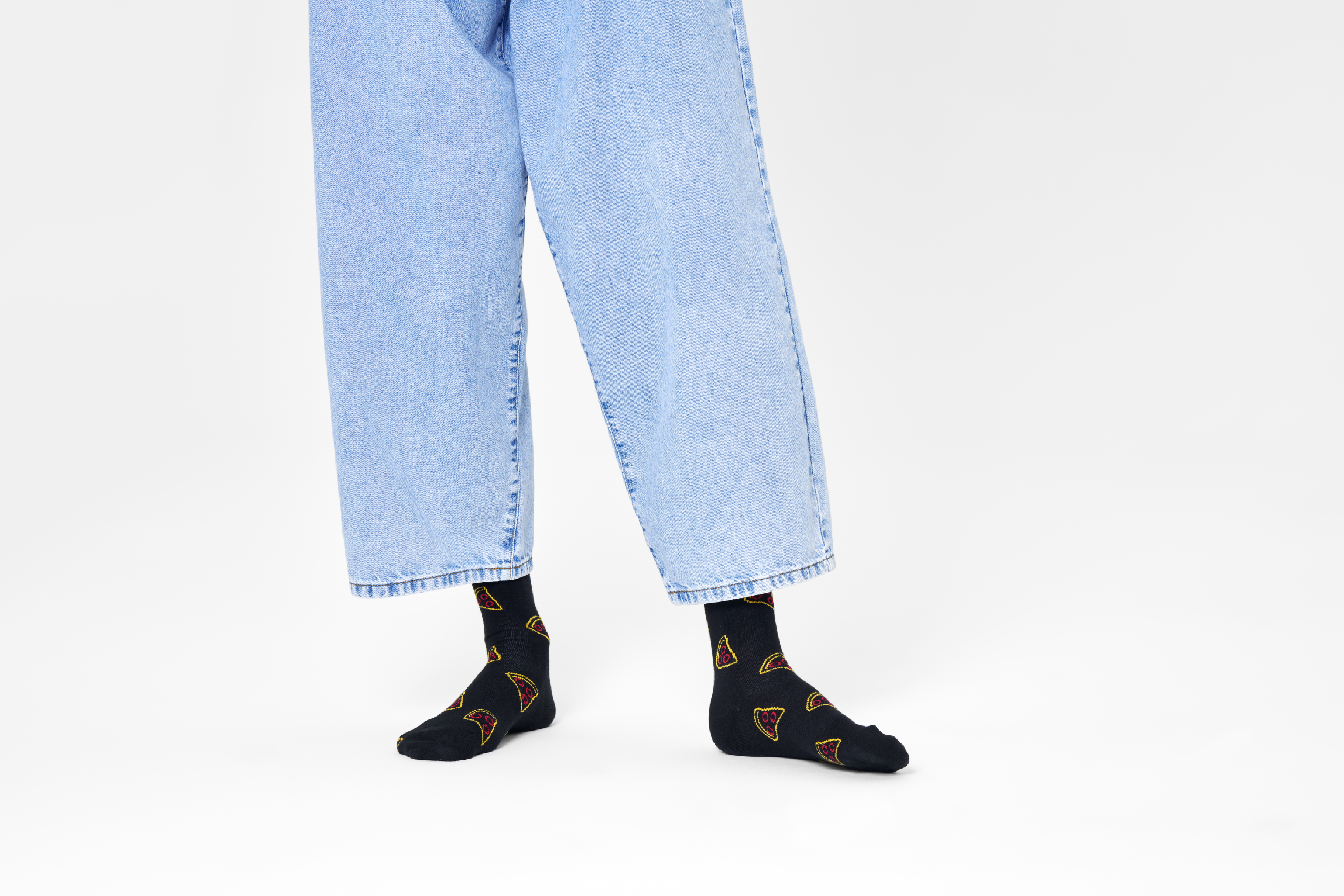 Černé ponožky Happy Socks, vzor Pizza Slice
