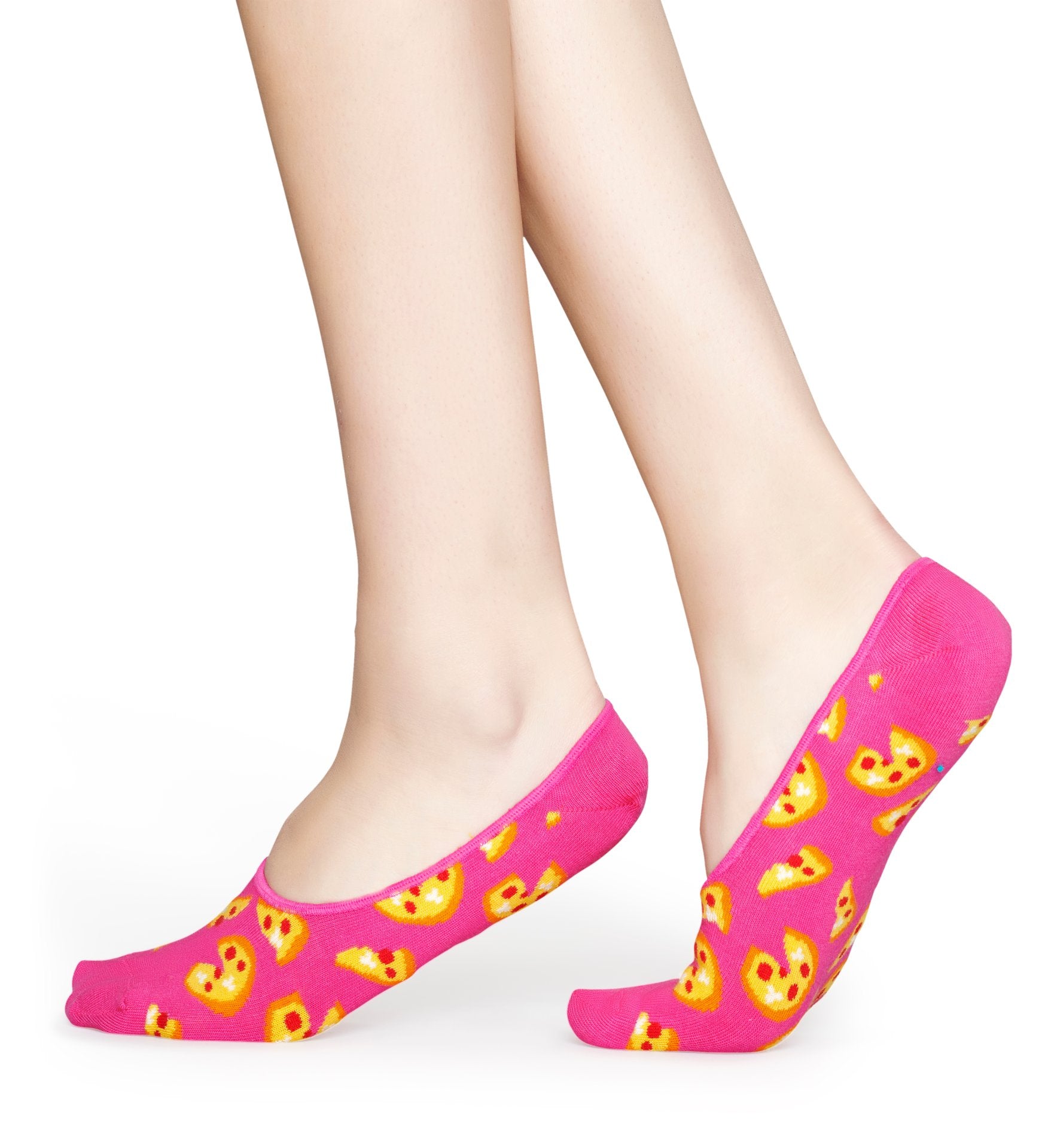 Růžové nízké ponožky Happy Socks s pizzami, vzor Pizza