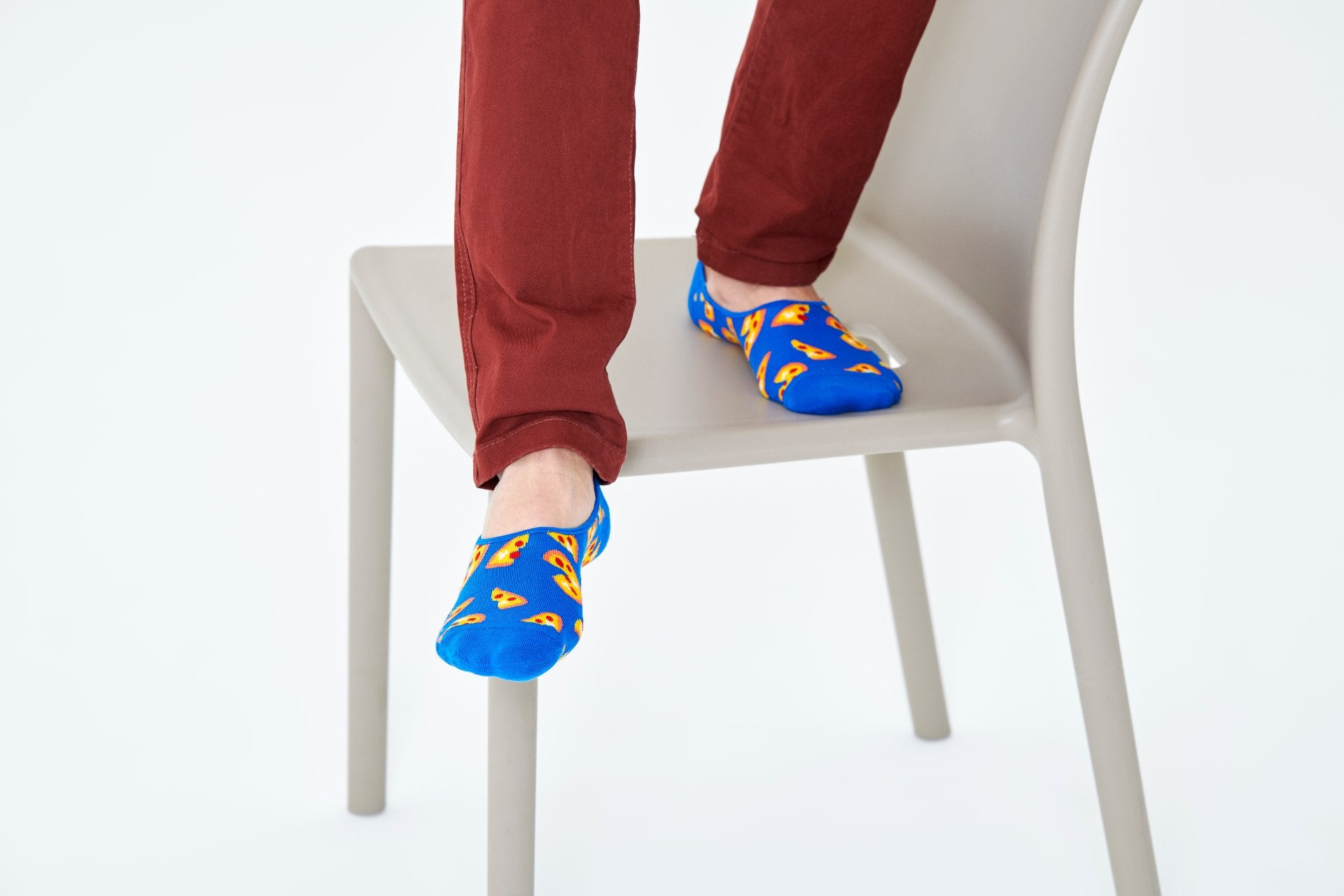 Modré nízké ponožky Happy Socks, vzor Pizza