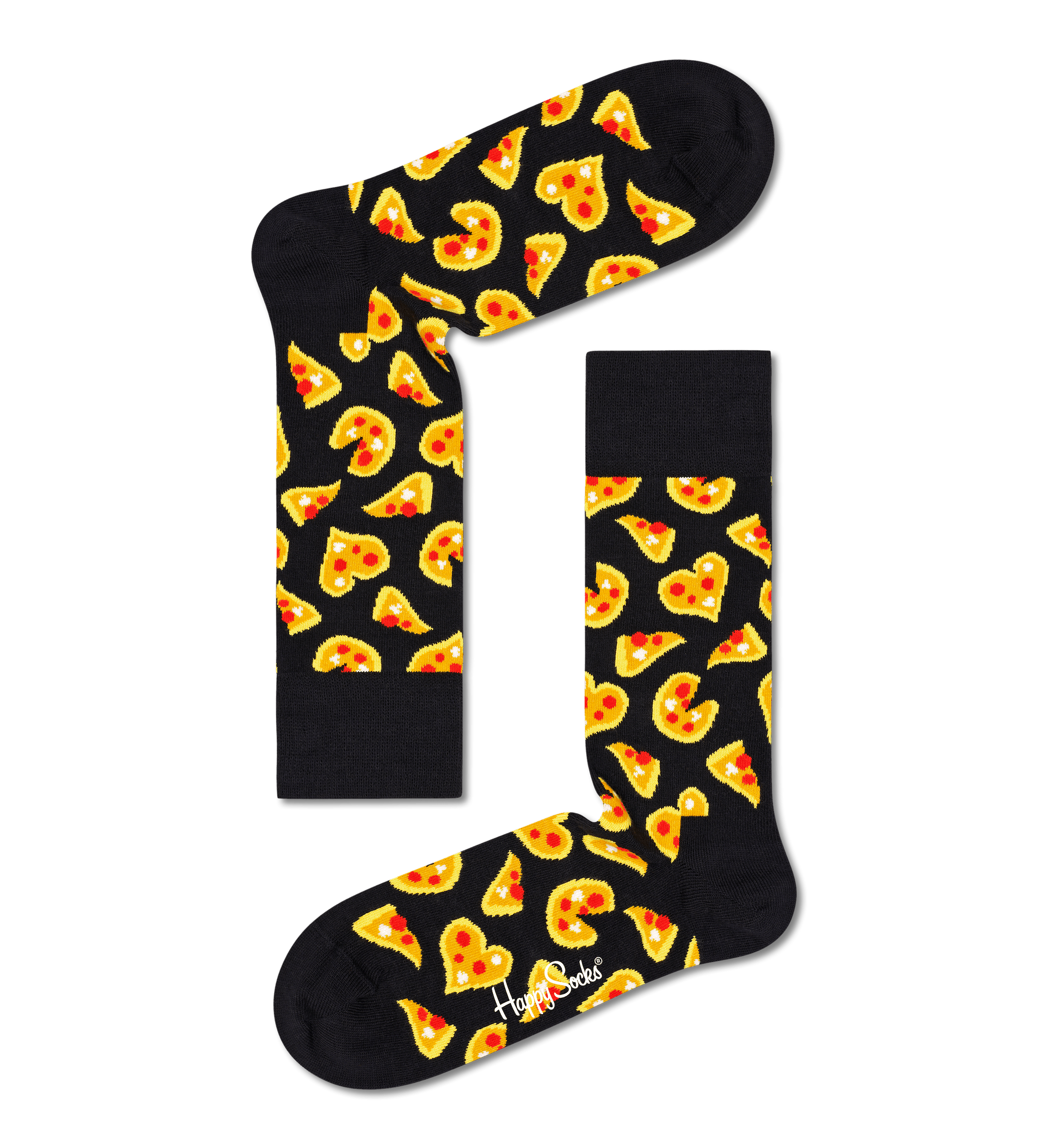 Černé ponožky Happy Socks, vzor Pizza Love