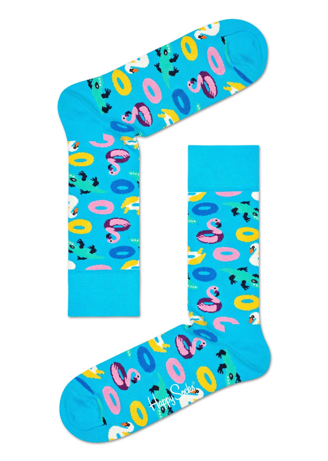 Modré ponožky Happy Socks s nafukovacími zvířátky, vzor Pool Party